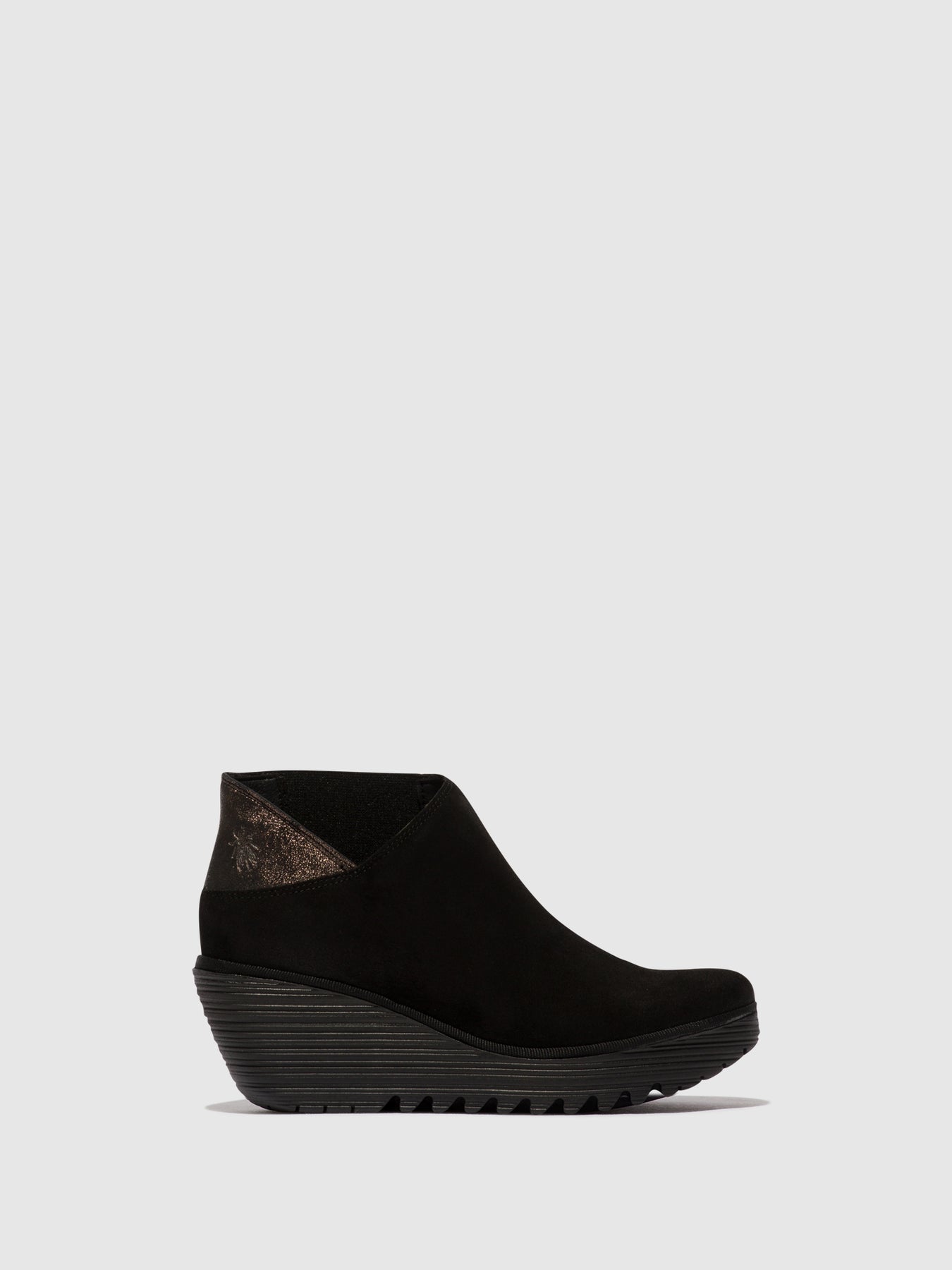 Black/Graphite Fly London Zip Up Boots Women's Ankle Boots | 324081EFM