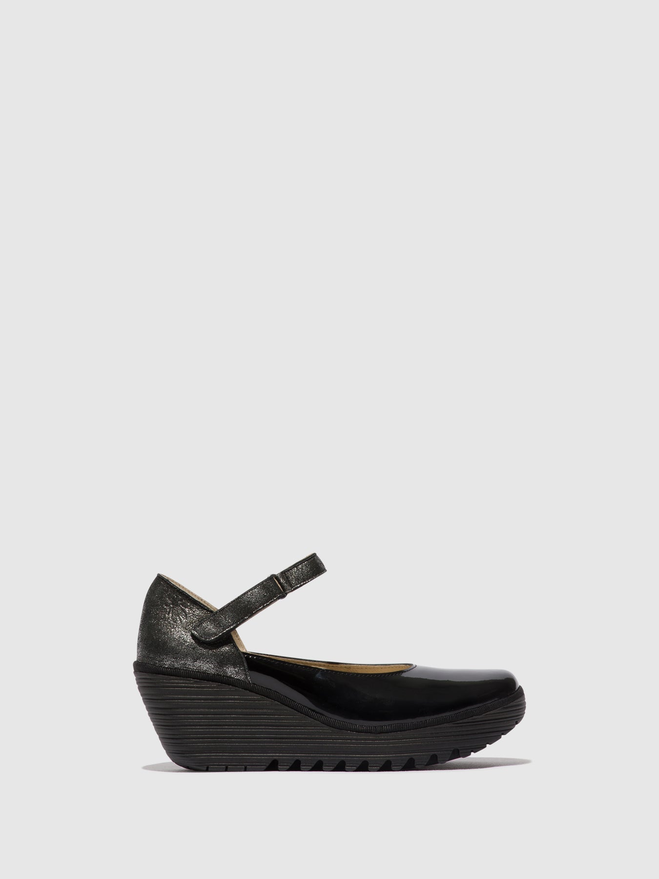 Black/Silver Fly London Mary Jane Shoes Women's Mary Jane Shoes | 079534BEL