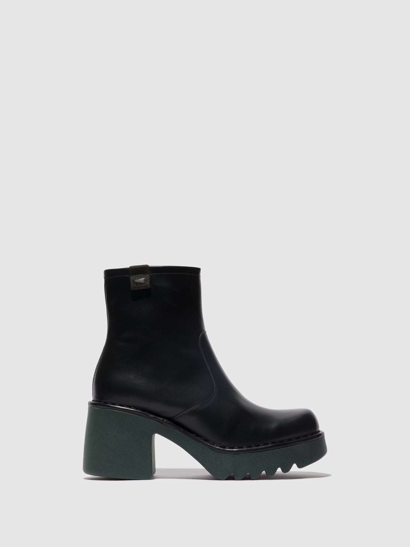 Black (Teal Sole) Fly London Zip Up Boots Women's Ankle Boots | 098426FWO