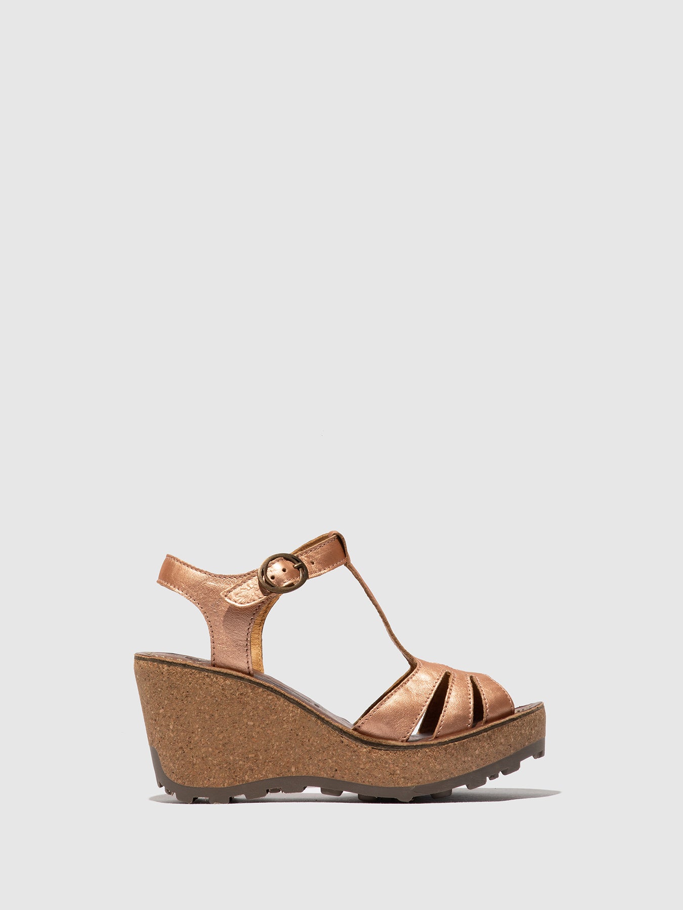 Blush Gold Fly London T-Strap Sandals Women's Sandals | 164805TSW