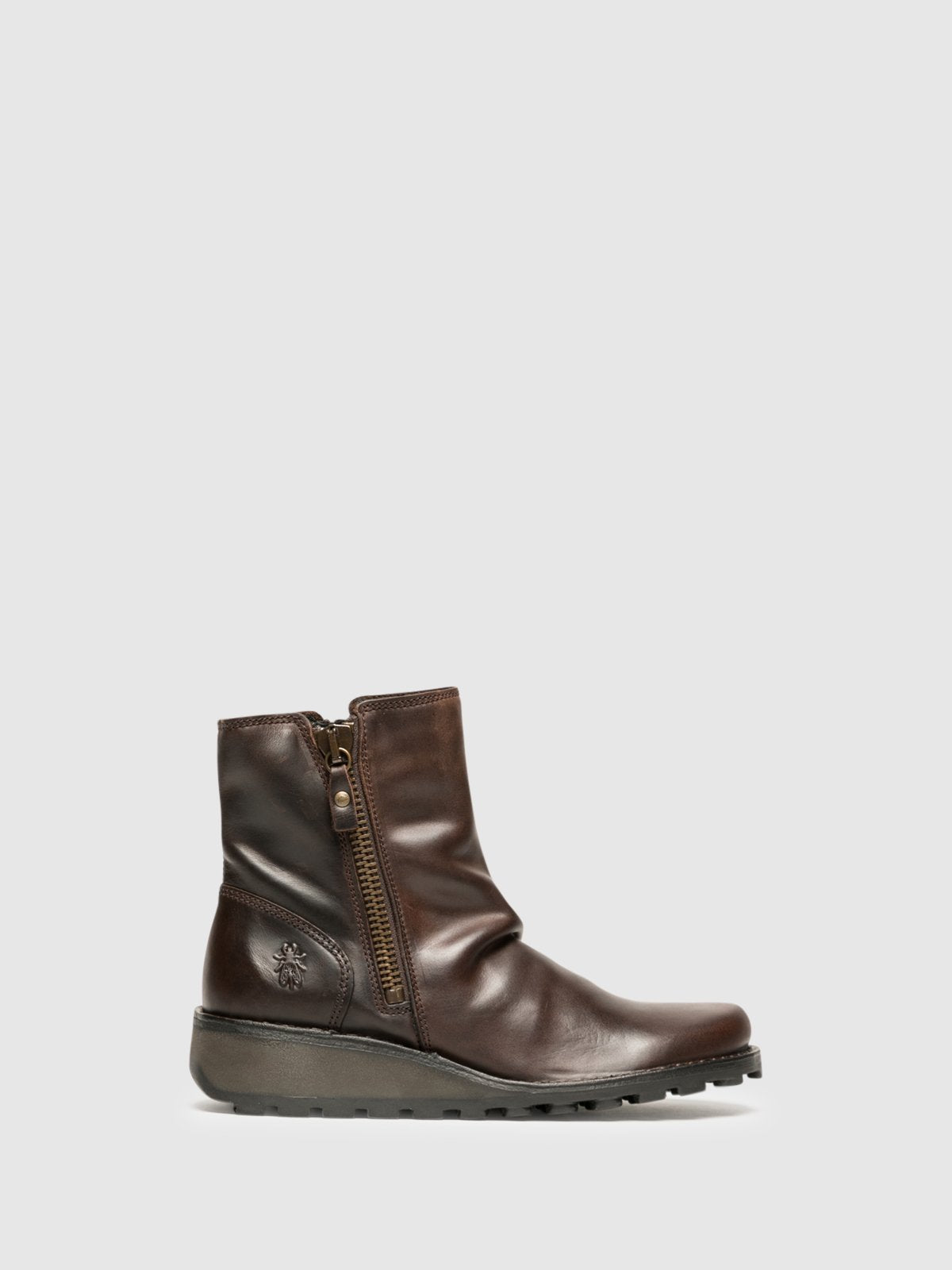 Dark Brown Fly London Zip Up Boots Women's Ankle Boots | 572189BUX