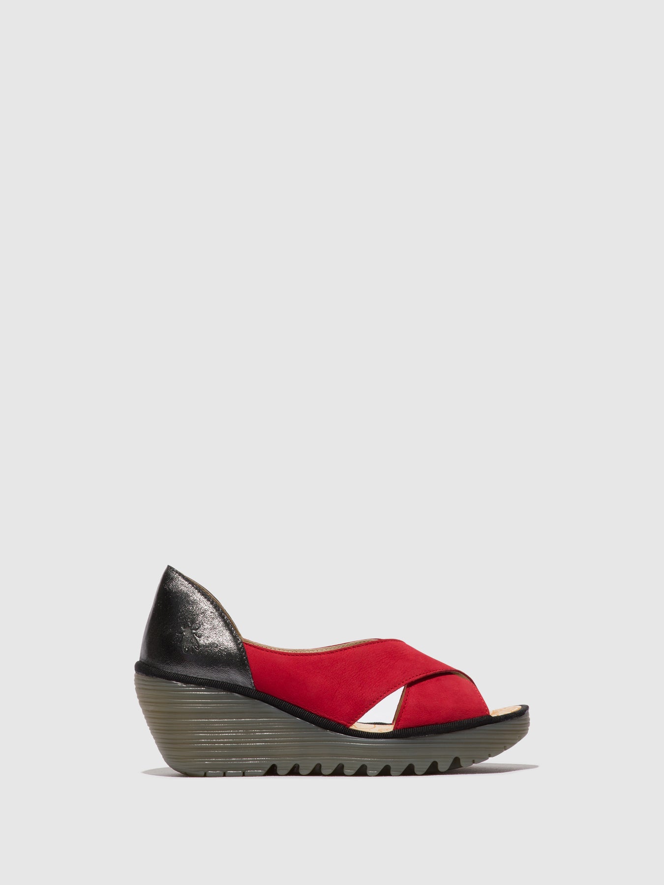 Lipstick Red/Graphite Fly London Crossover Sandals Women's Sandals | 381072DZT