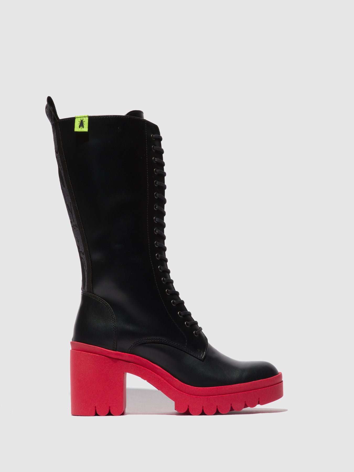 Tunder Black (Red Sole) Fly London Lace-up Boots Women's Boots | 853204MOS