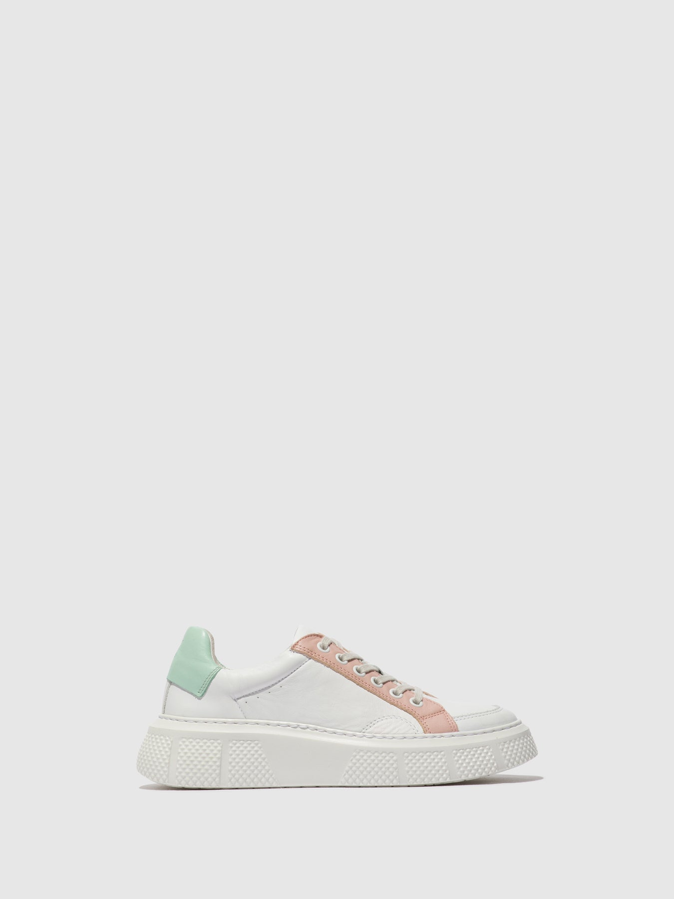 White/Nude/Mynt Fly London Lace-up Men's Sneakers | 983724AFU