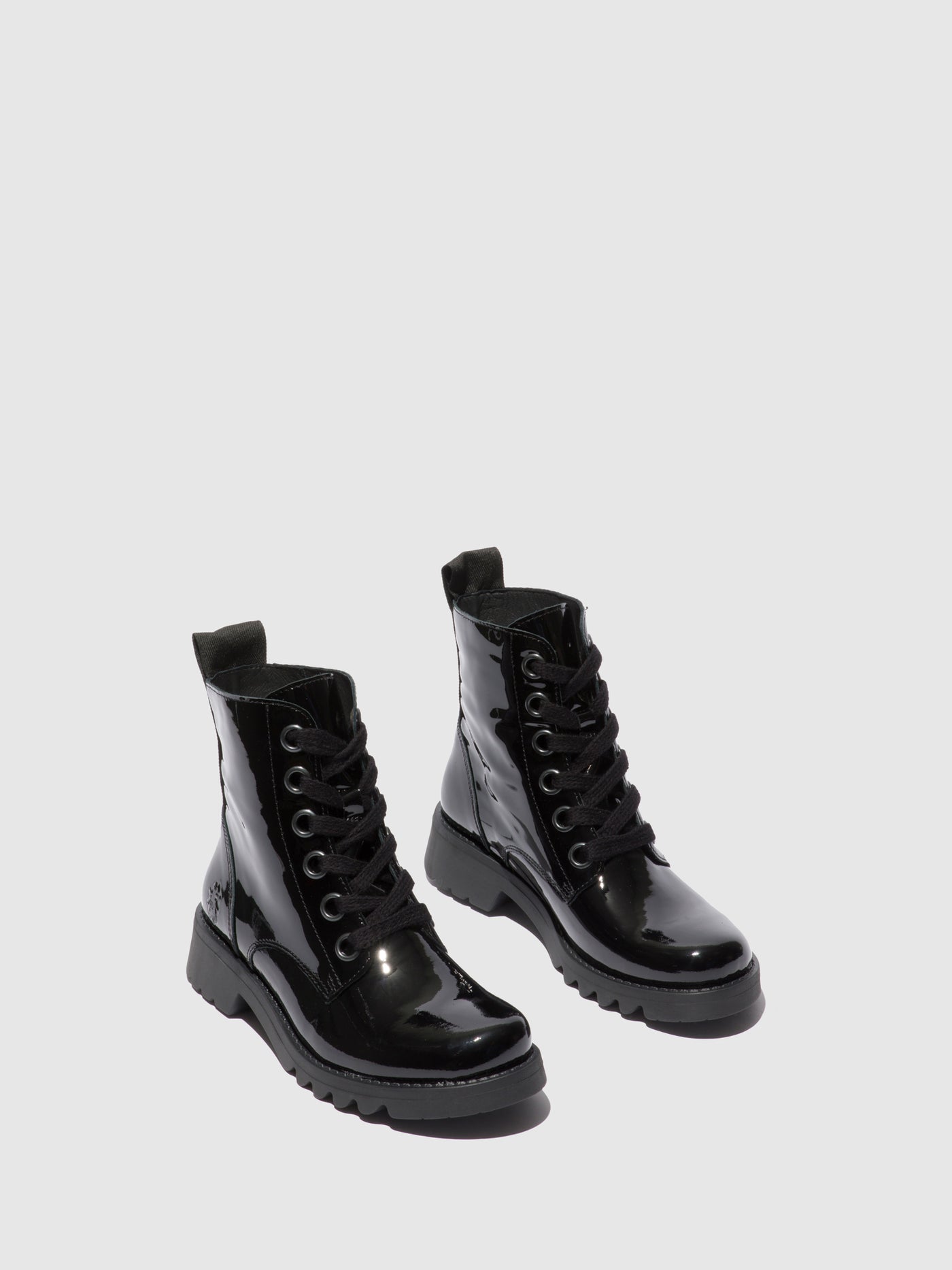 Atlantis Black (Black Sole) Fly London Lace-up Boots Women's Ankle Boots | 240916DBG