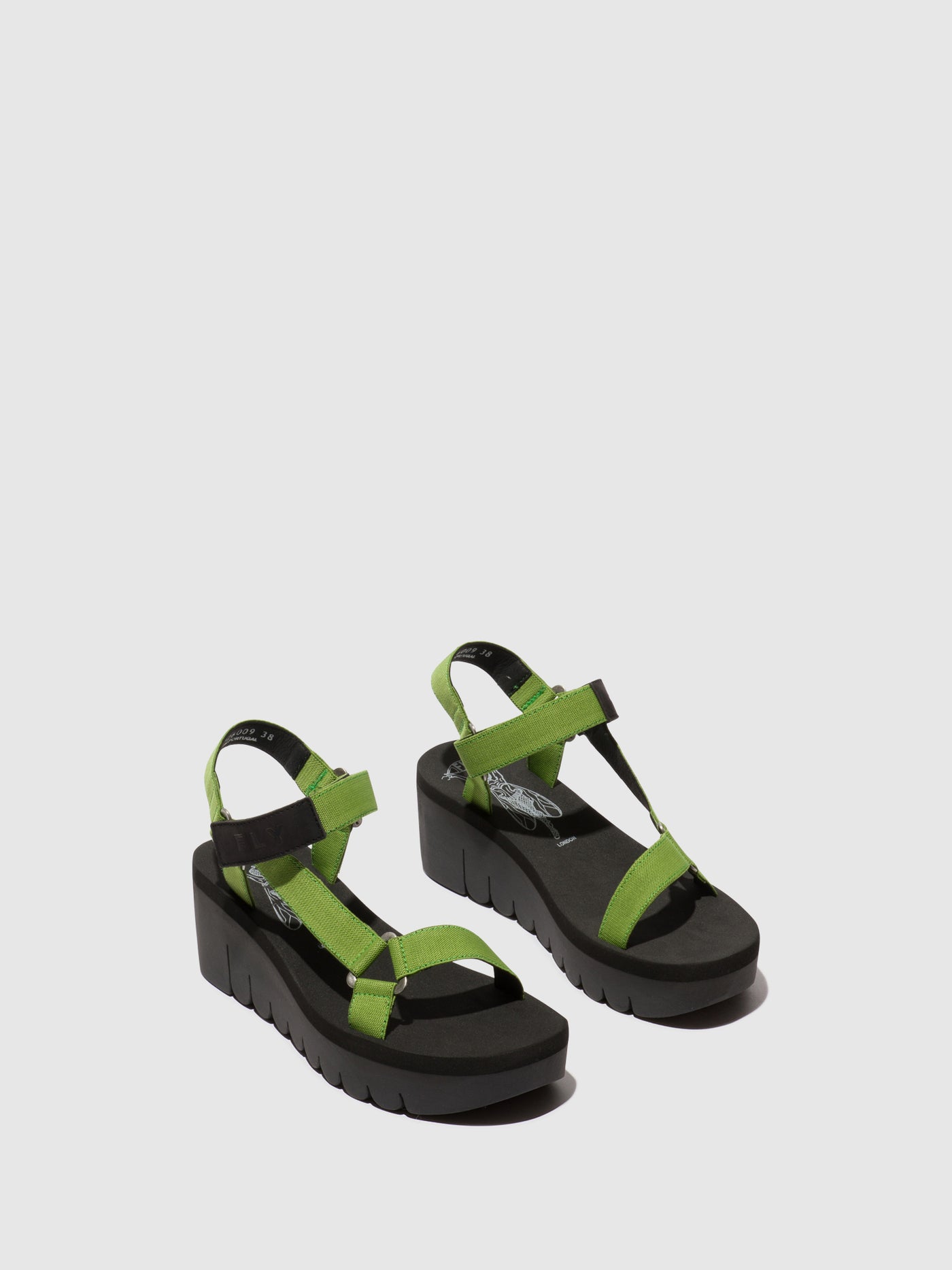 Black/Avocado (Black Fly London Velcro Women's Sandals | 605918FNT