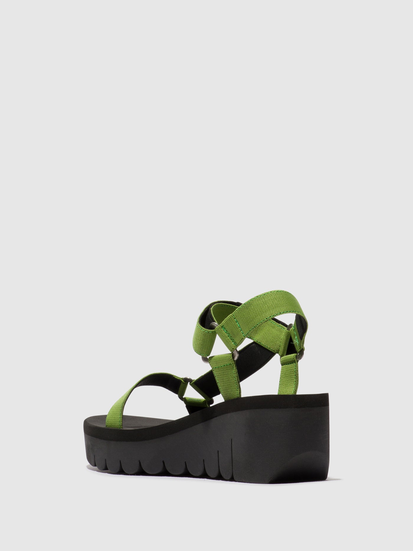 Black/Avocado (Black Fly London Velcro Women's Sandals | 605918FNT