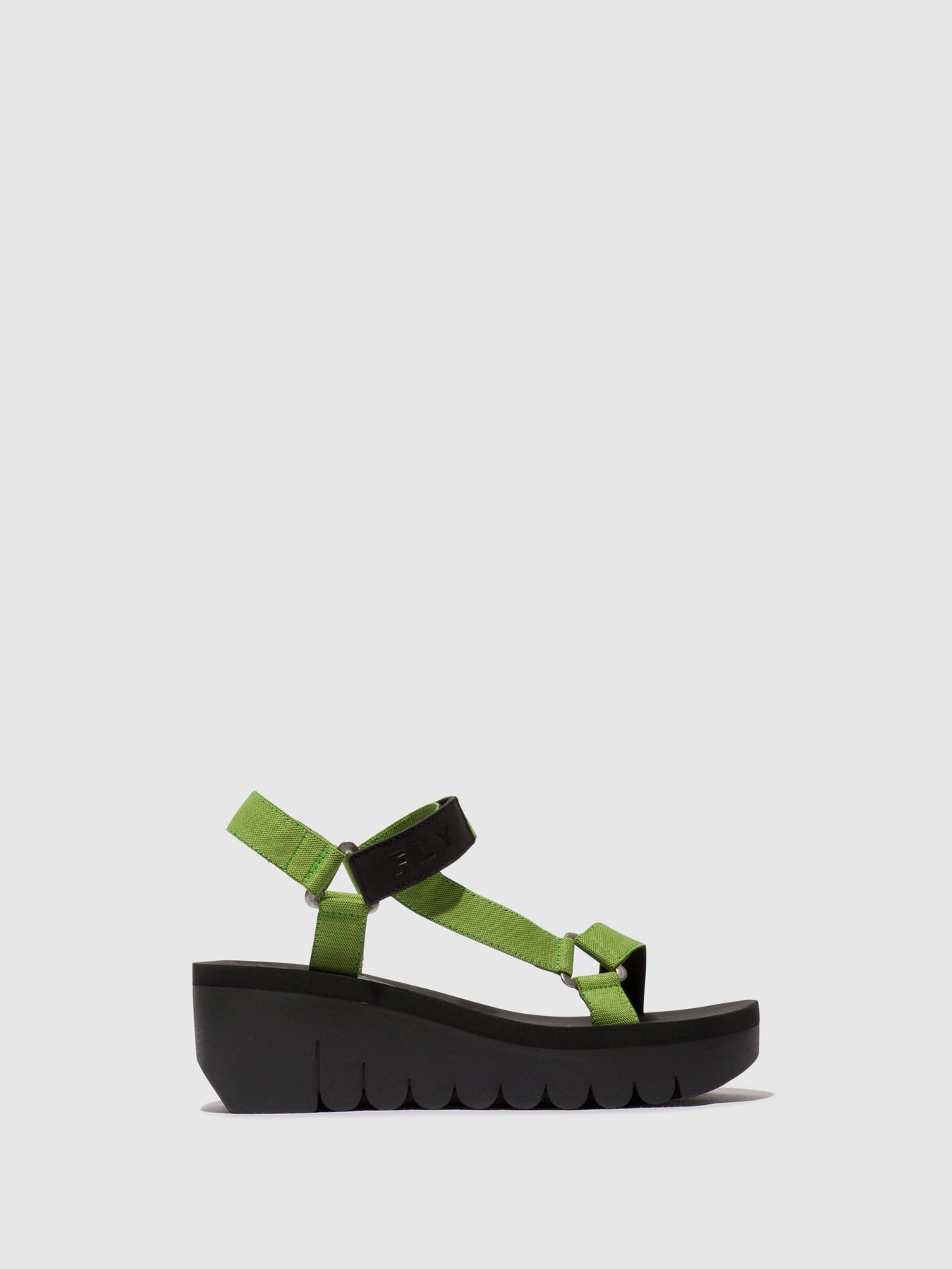 Black/Avocado (Black Fly London Velcro Women\'s Sandals | 605918FNT