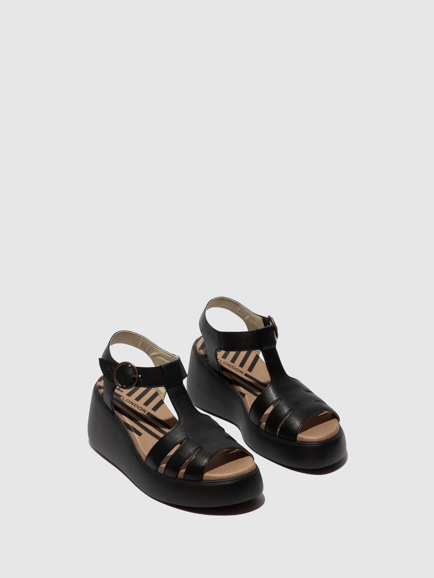 Black Fly London T-Strap Sandals Women's Sandals | 597386UJO