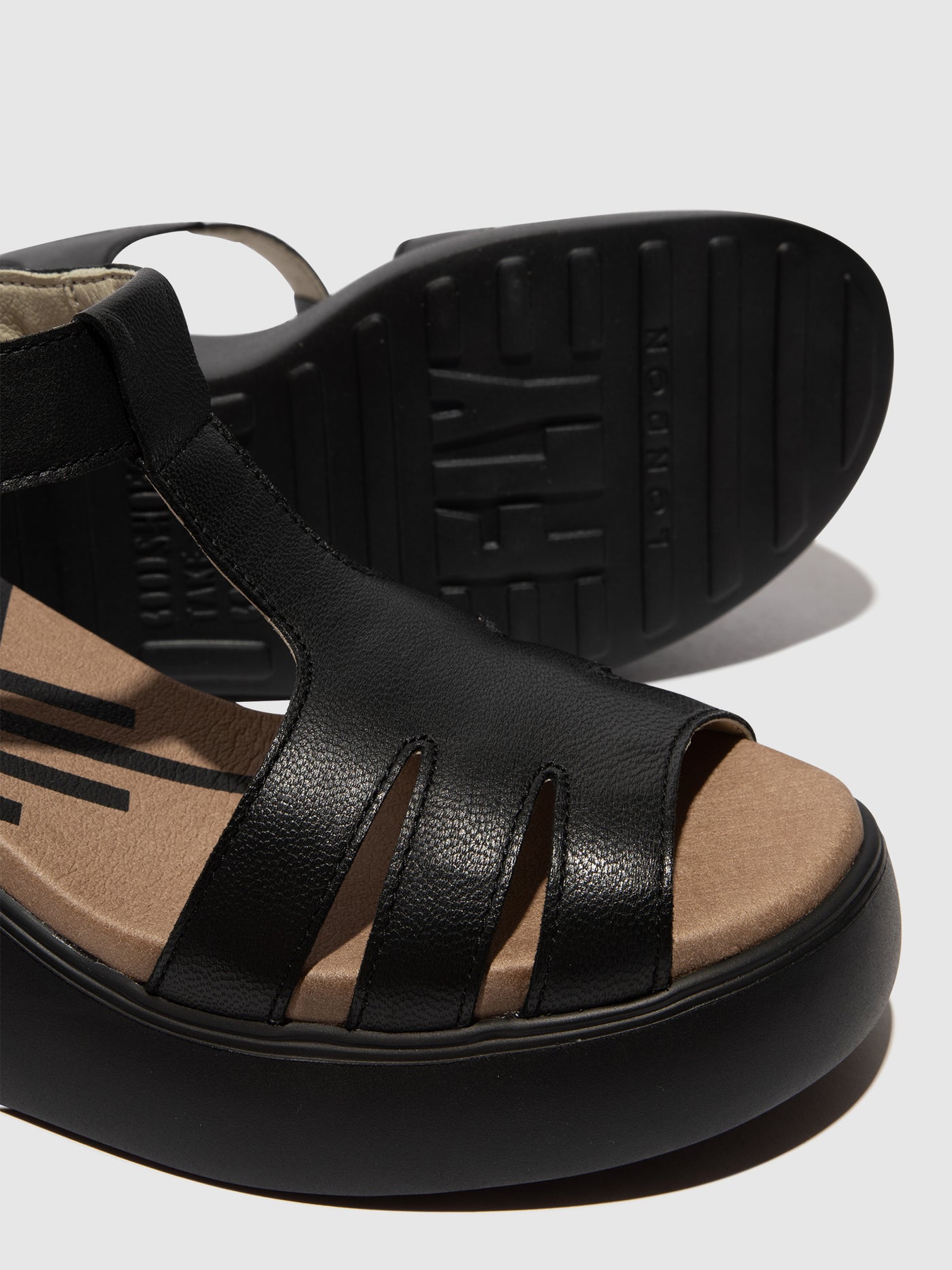 Black Fly London T-Strap Sandals Women's Sandals | 597386UJO