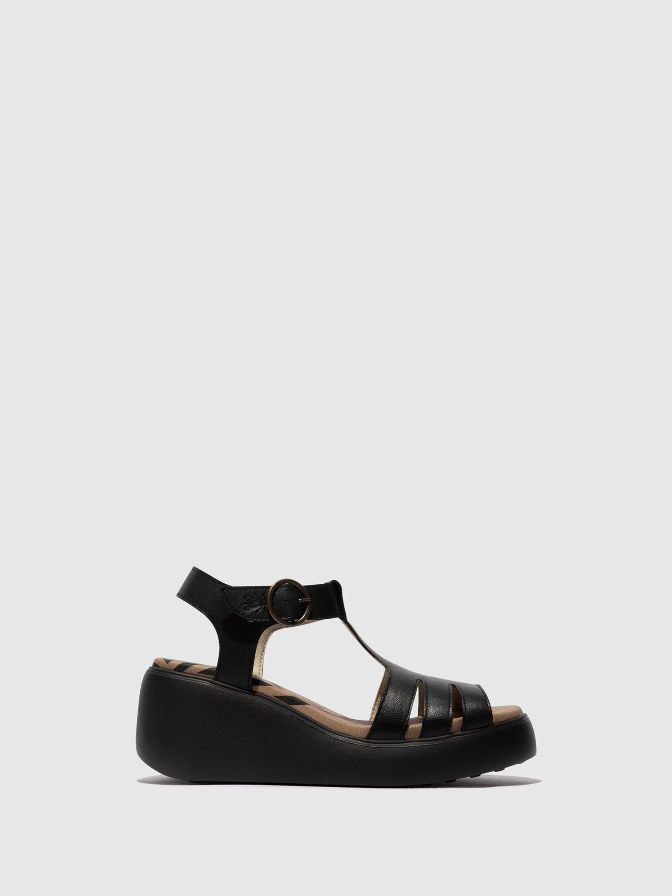 Black Fly London T-Strap Sandals Women\'s Sandals | 597386UJO