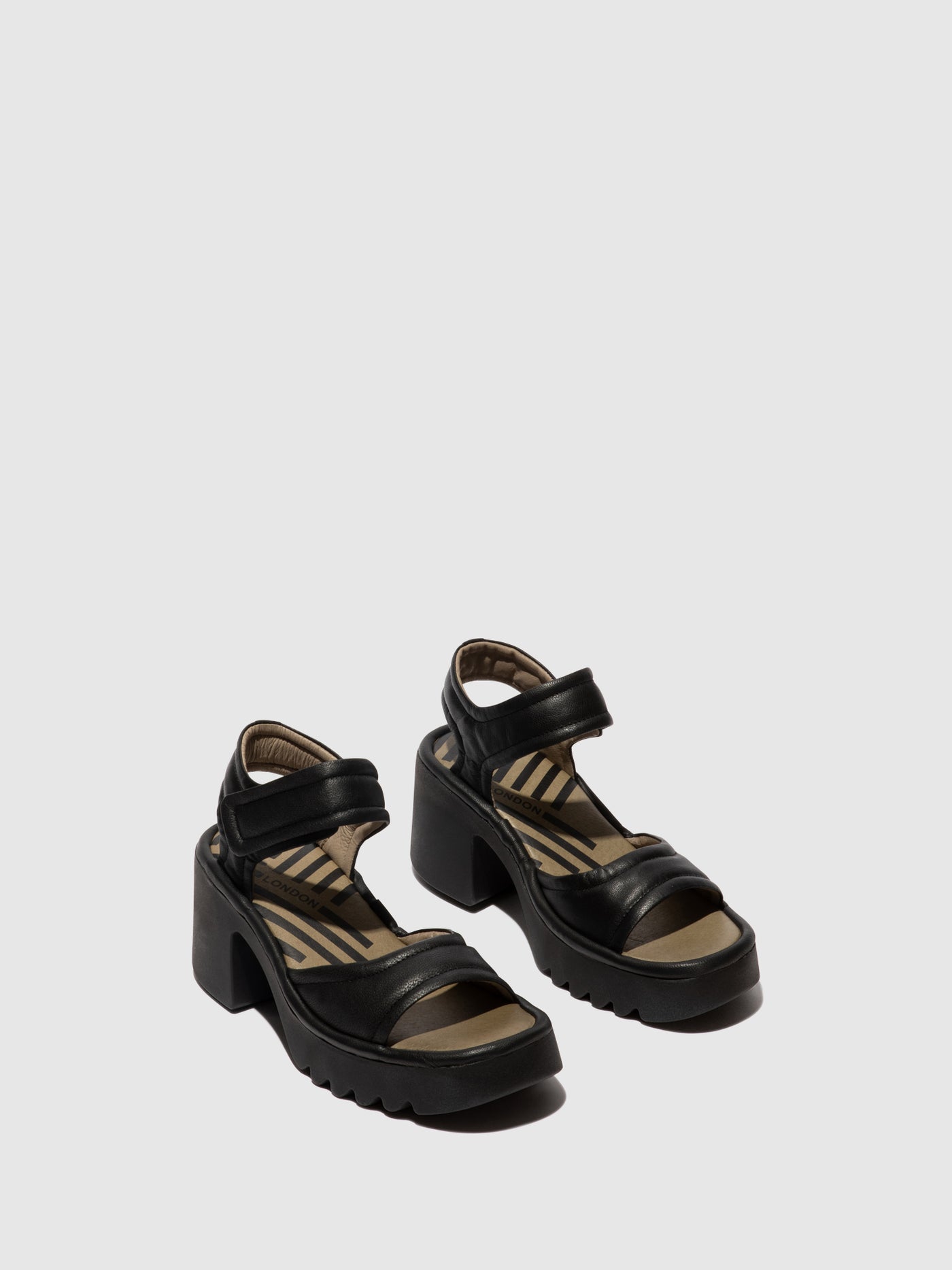 Black Fly London Velcro Women's Sandals | 273908NDZ