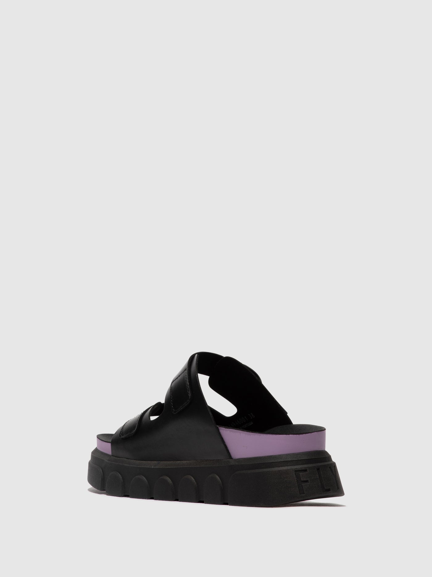 Black (Violet) Fly London Buckle Women's Mules | 604589AFH