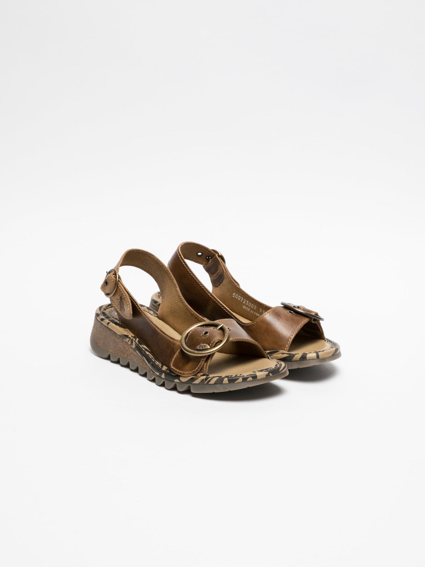 Brown Fly London Peru Buckle Sandals Women's Sandals | 739825YNK