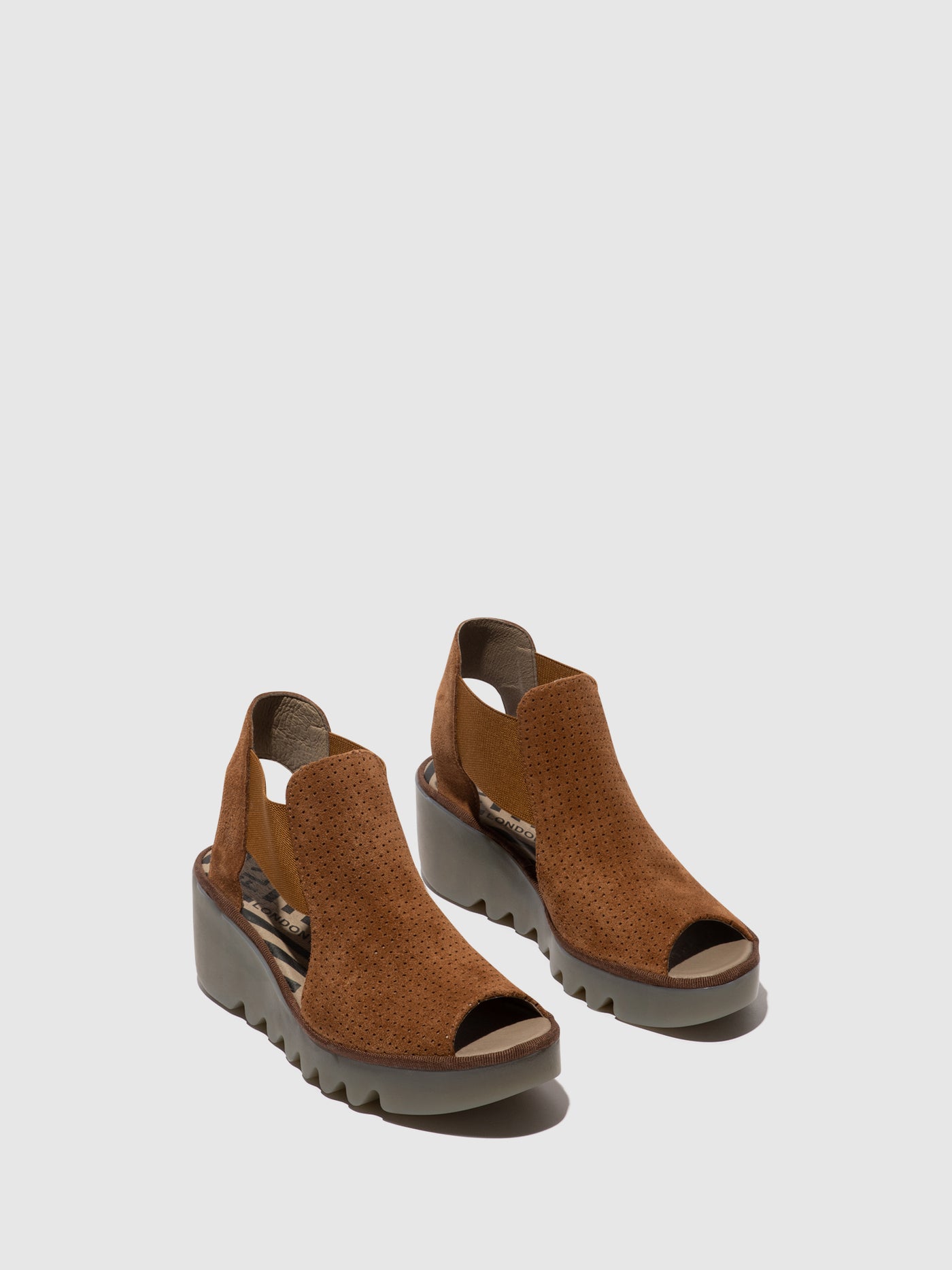 Cognac Fly London Elasticated Sandals Women's Sandals | 730984ZMF