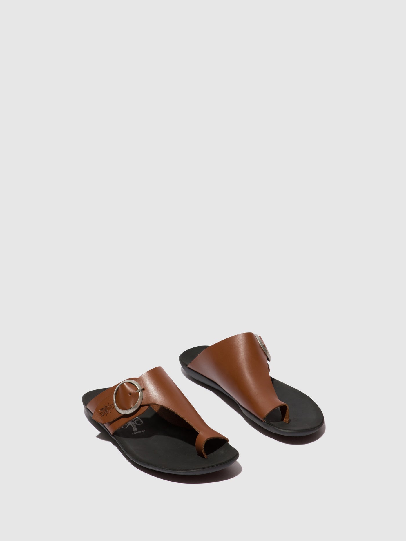 Cognac Fly London Open Toe Women's Mules | 706285QOM