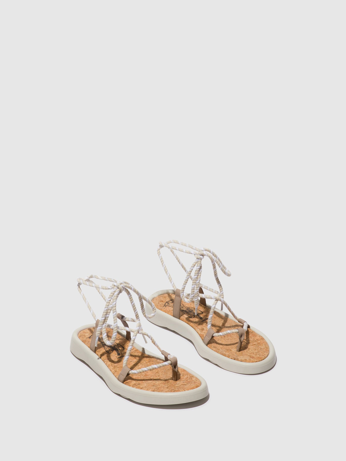 Concrete(Offwhite) Fly London Lace-up Sandals Women's Sandals | 673809IMF