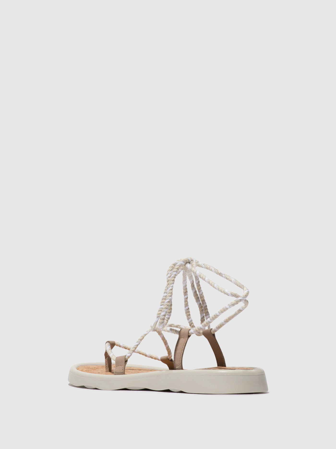 Concrete(Offwhite) Fly London Lace-up Sandals Women's Sandals | 673809IMF