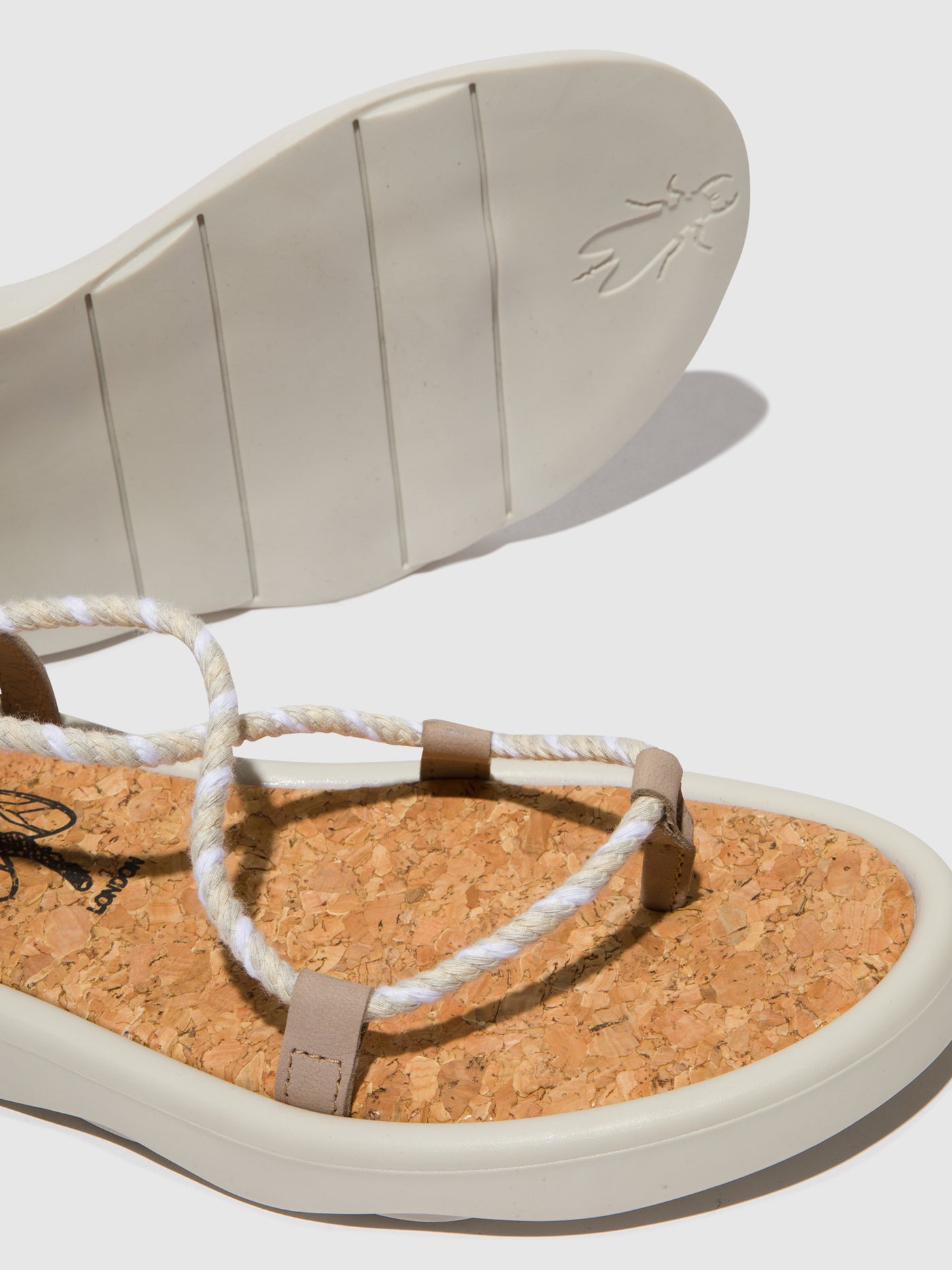 Concrete(Offwhite) Fly London Lace-up Sandals Women's Sandals | 673809IMF