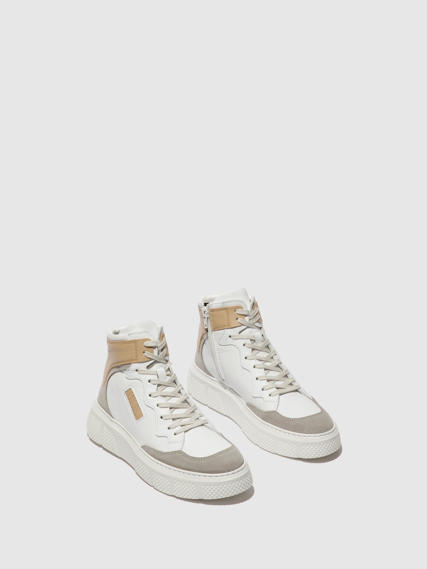 Concrete/White/Beige Fly London Lace-up Women's Sneakers | 470836MGR