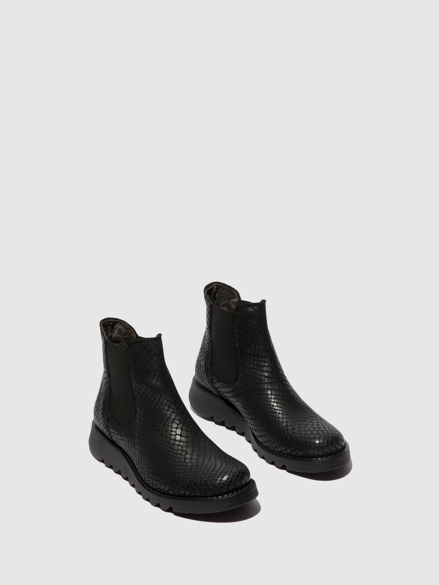 Croco Black Fly London Chelsea Boots SALV Women's Ankle Boots | 063452IPM
