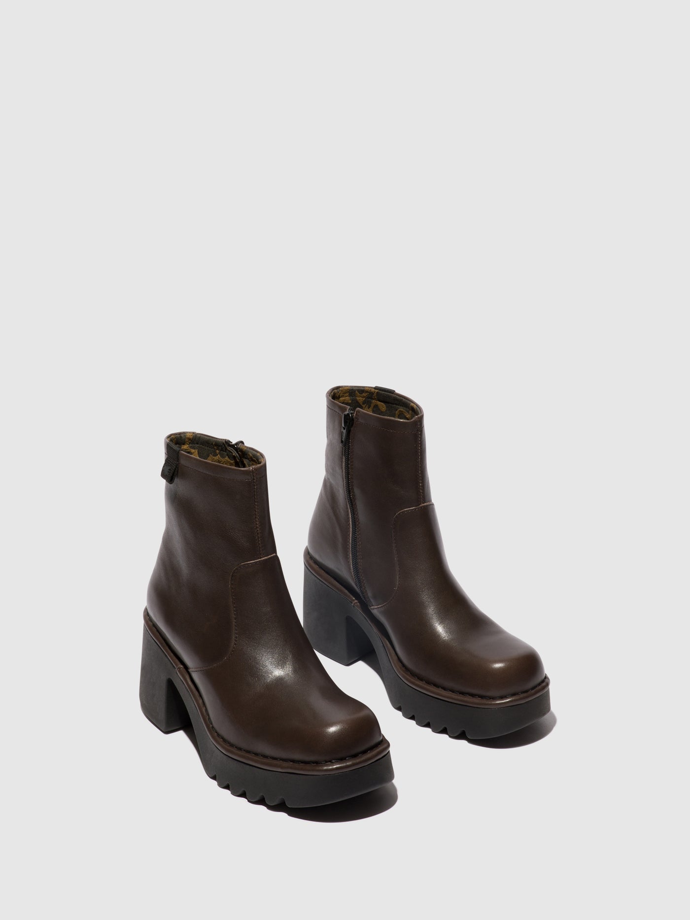 DarkTaupe Fly London Zip Up Boots Women's Ankle Boots | 019438MWQ