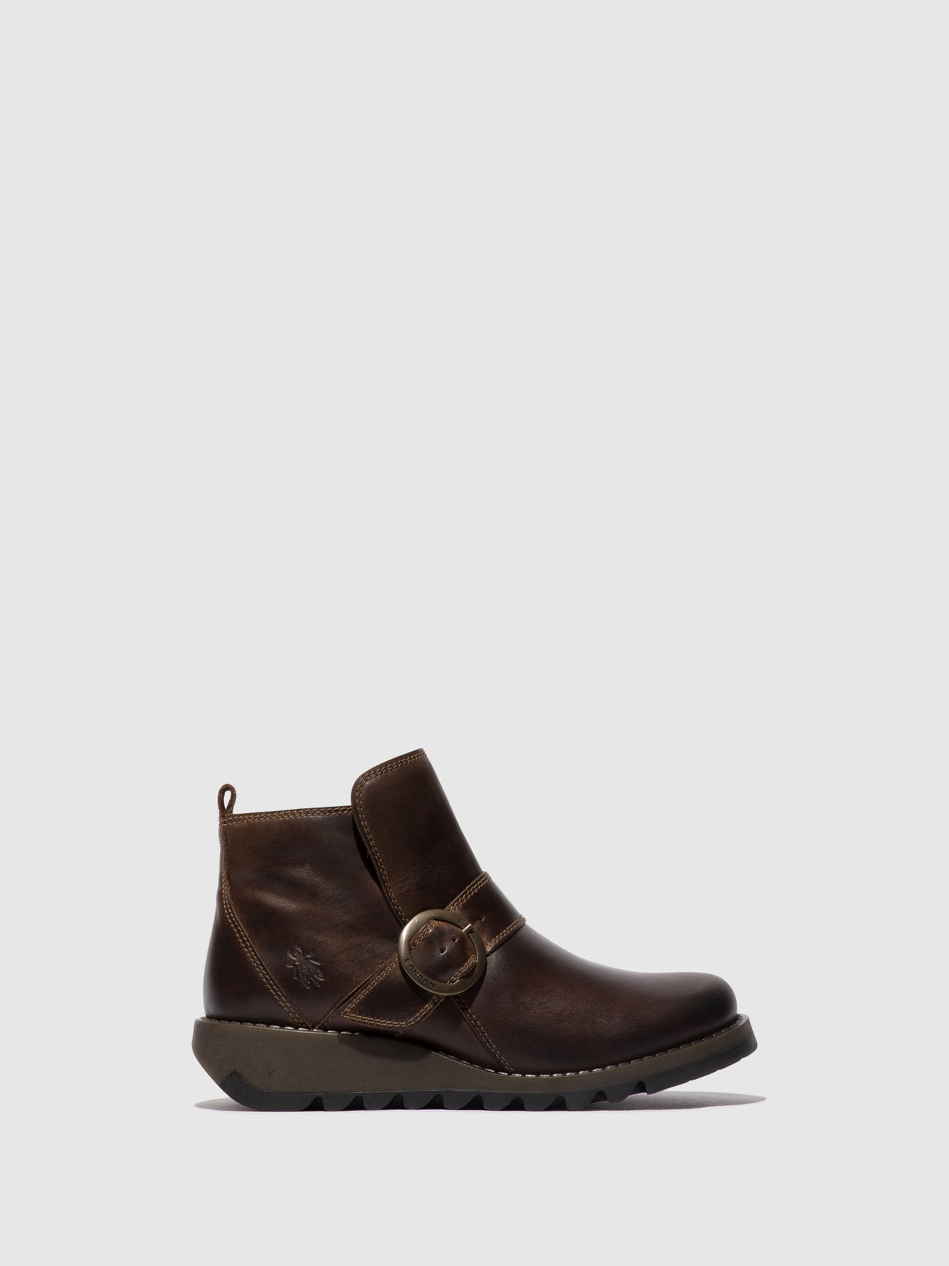 Dark Brown Fly London Buckle Boots Women\'s Ankle Boots | 316820AXK