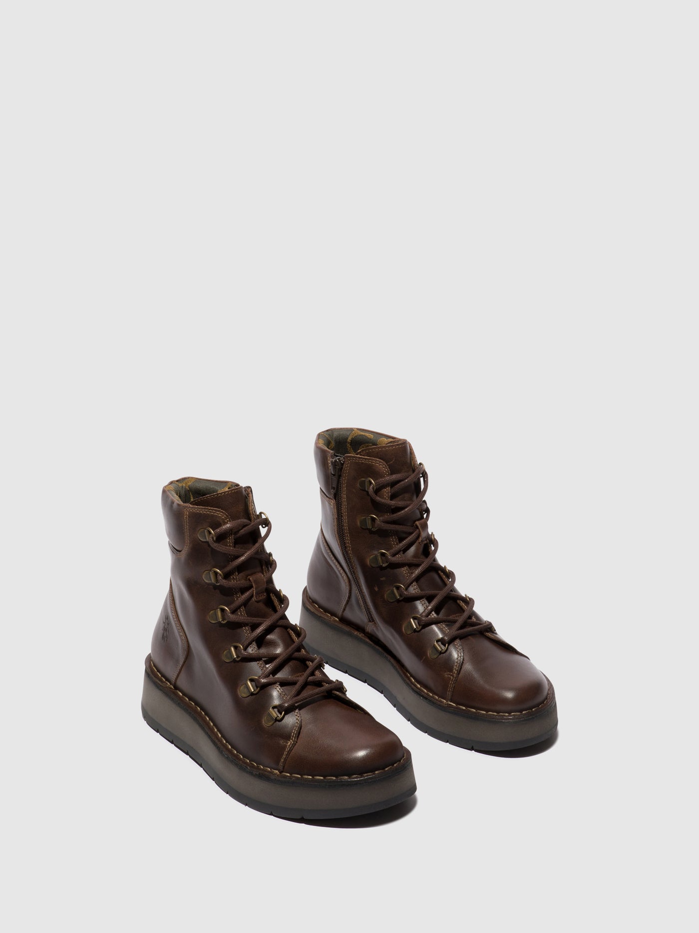 Dark Brown Fly London Lace-up Boots Women's Ankle Boots | 745986OLS