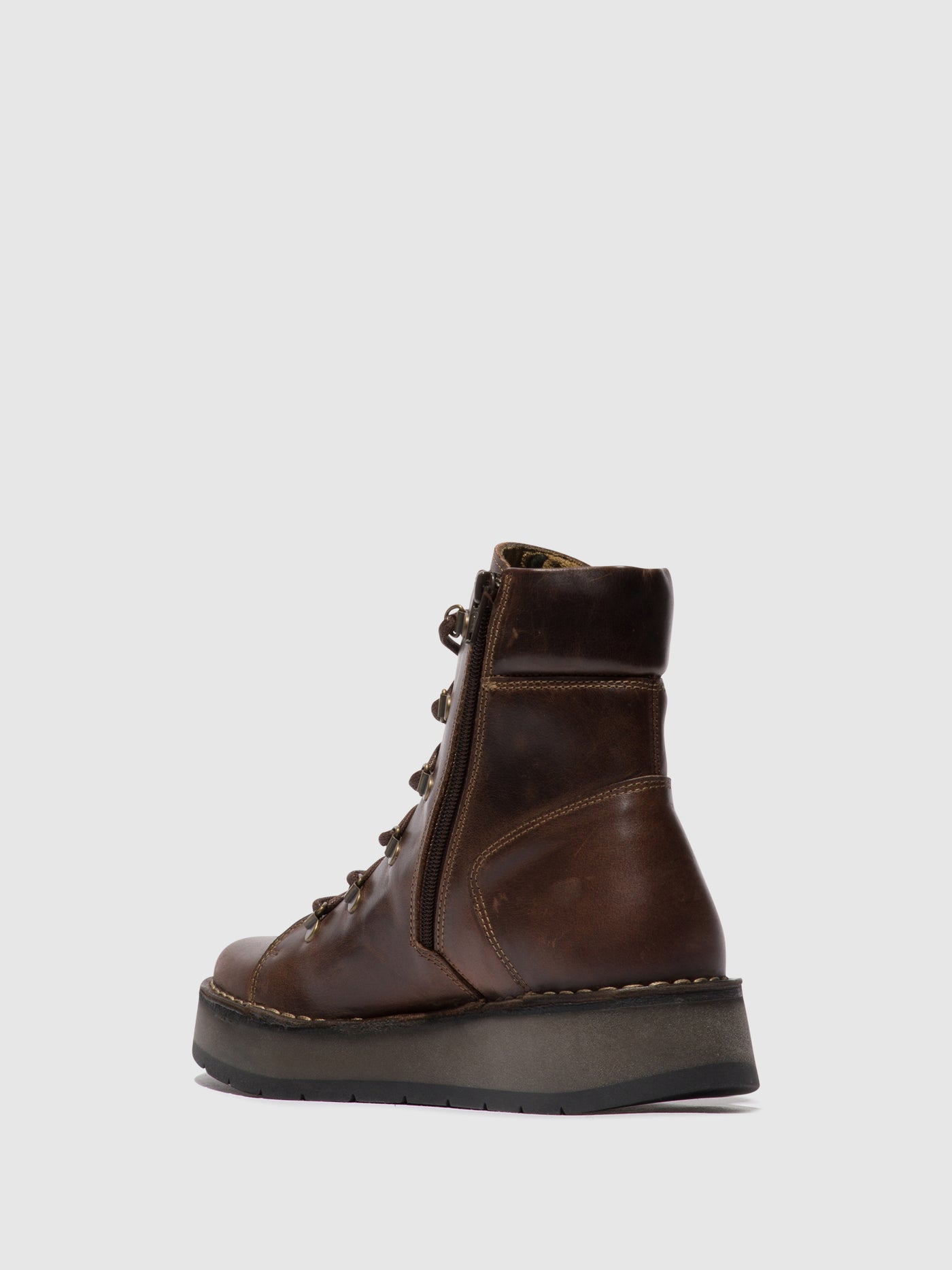 Dark Brown Fly London Lace-up Boots Women's Ankle Boots | 745986OLS