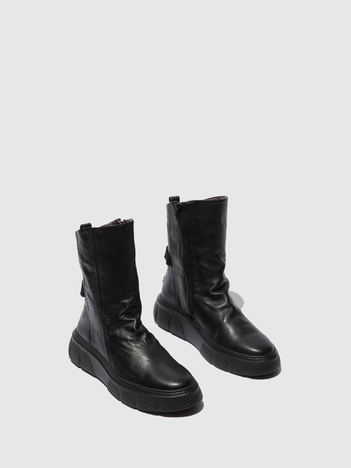 Dublin Black(Black Sole) Fly London Zip Up Boots Women's Boots | 402176ZSU