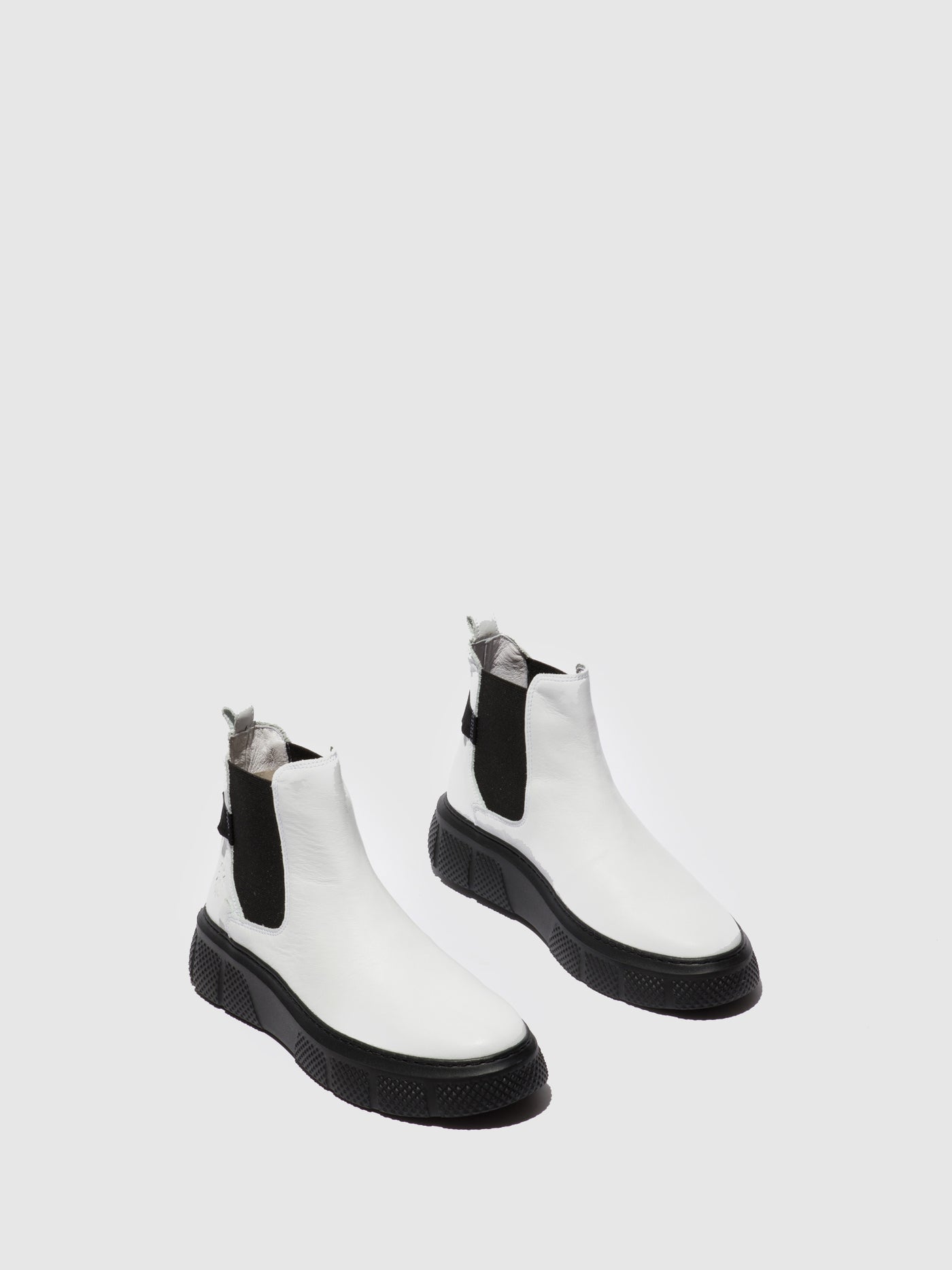 Dublin White (Black Sole) Fly London Chelsea Boots Women's Ankle Boots | 671540YHR