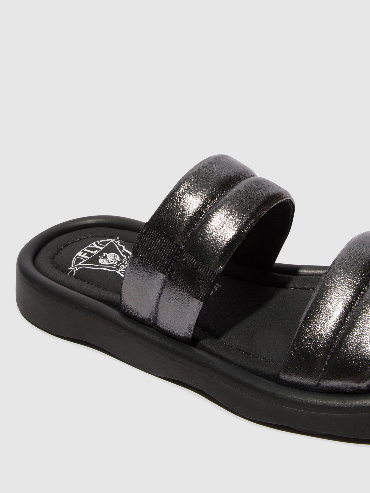 Graphite Fly London Flat Sandals Women's Sandals | 793852EGJ