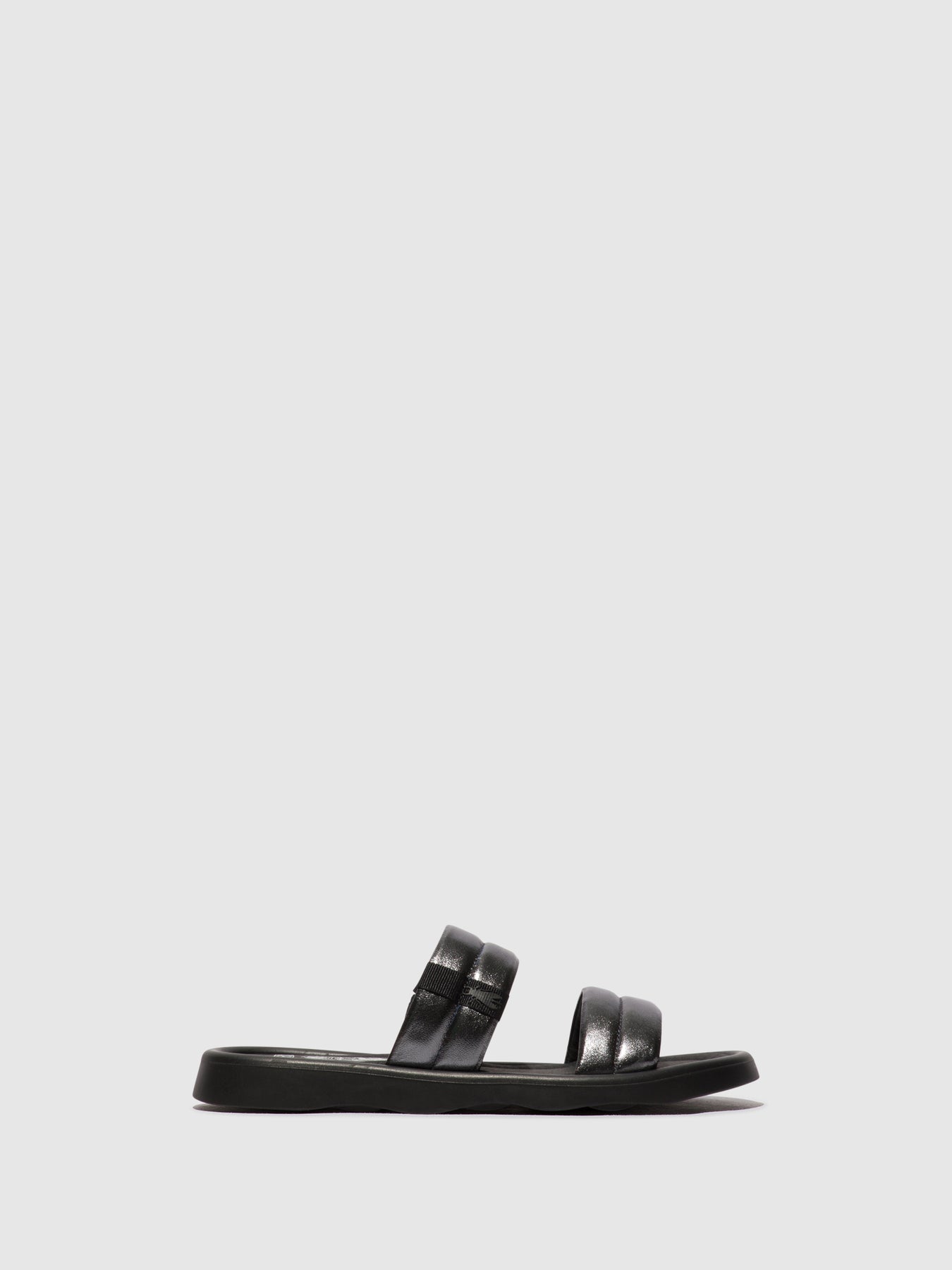 Graphite Fly London Flat Sandals Women\'s Sandals | 793852EGJ