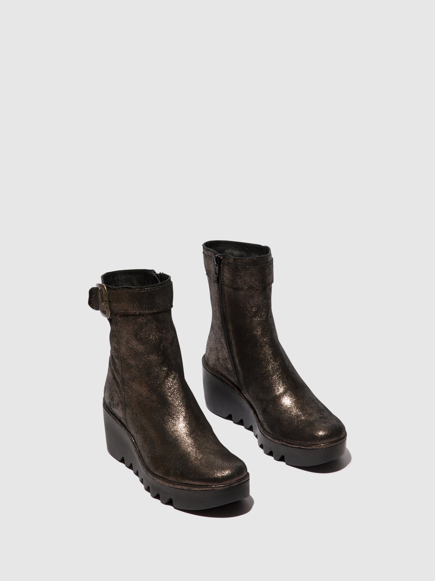 Graphite Fly London Zip Up Boots Women's Ankle Boots | 756381YPC