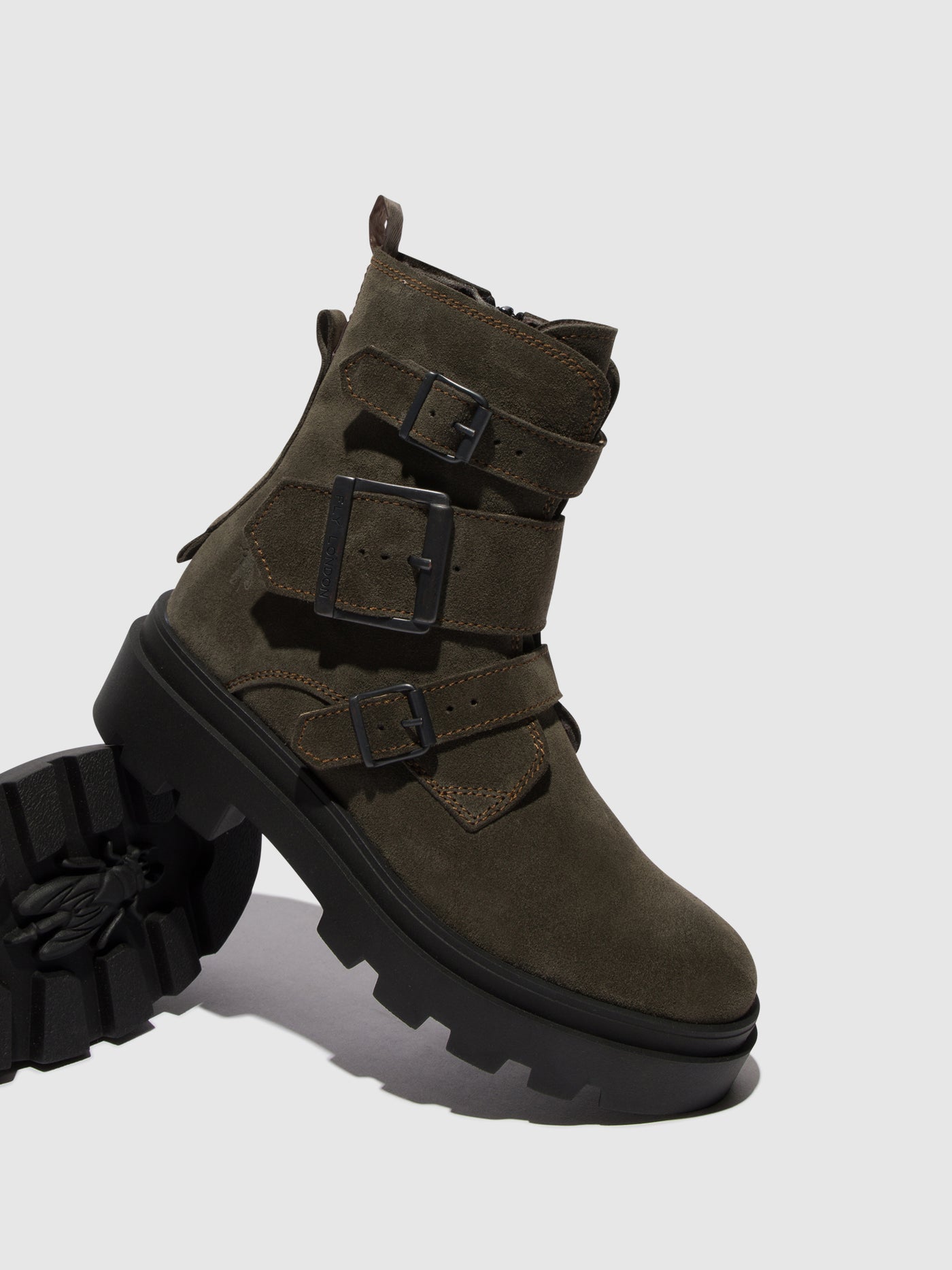 Grey Fly London Buckle Boots Women's Ankle Boots | 452978FHP
