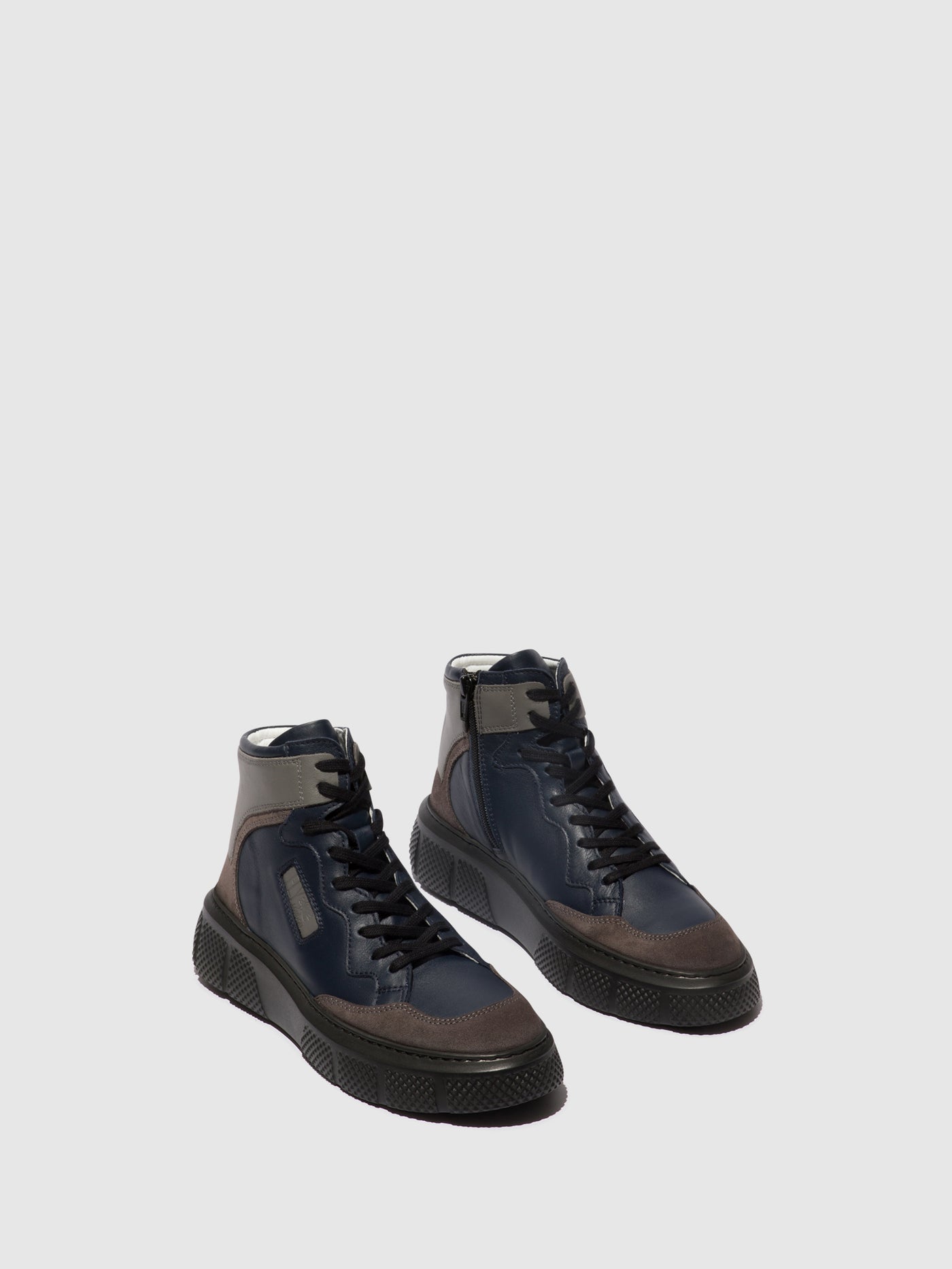 Grey/Navy/Grey Fly London Lace-up Women's Sneakers | 172435IOL