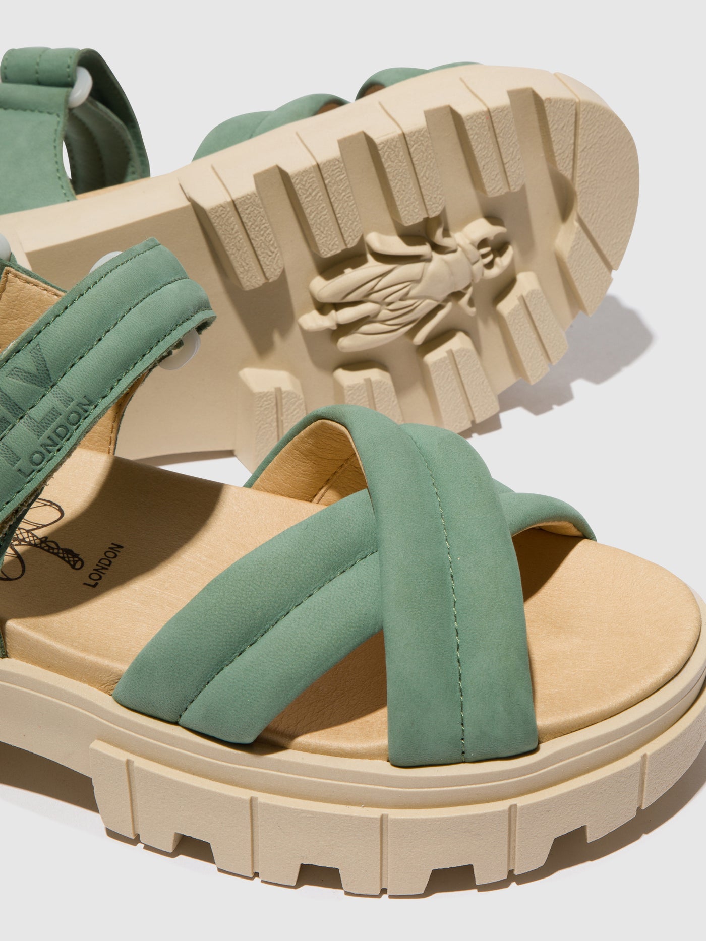 Jade Green Fly London Sling-Back Women's Sandals | 465092JOD