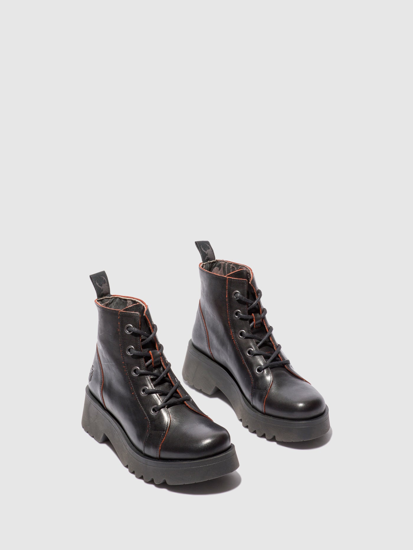 Java Black/Red Fly London Lace-up Boots Women's Ankle Boots | 892547ICW
