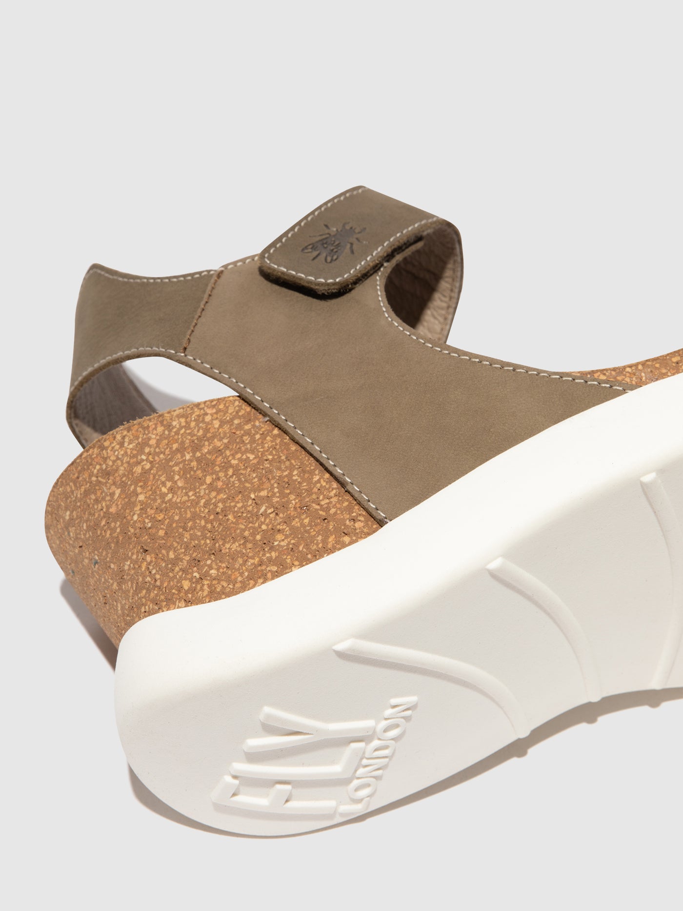 Khaki Fly London Velcro Women's Sandals | 523748UDK