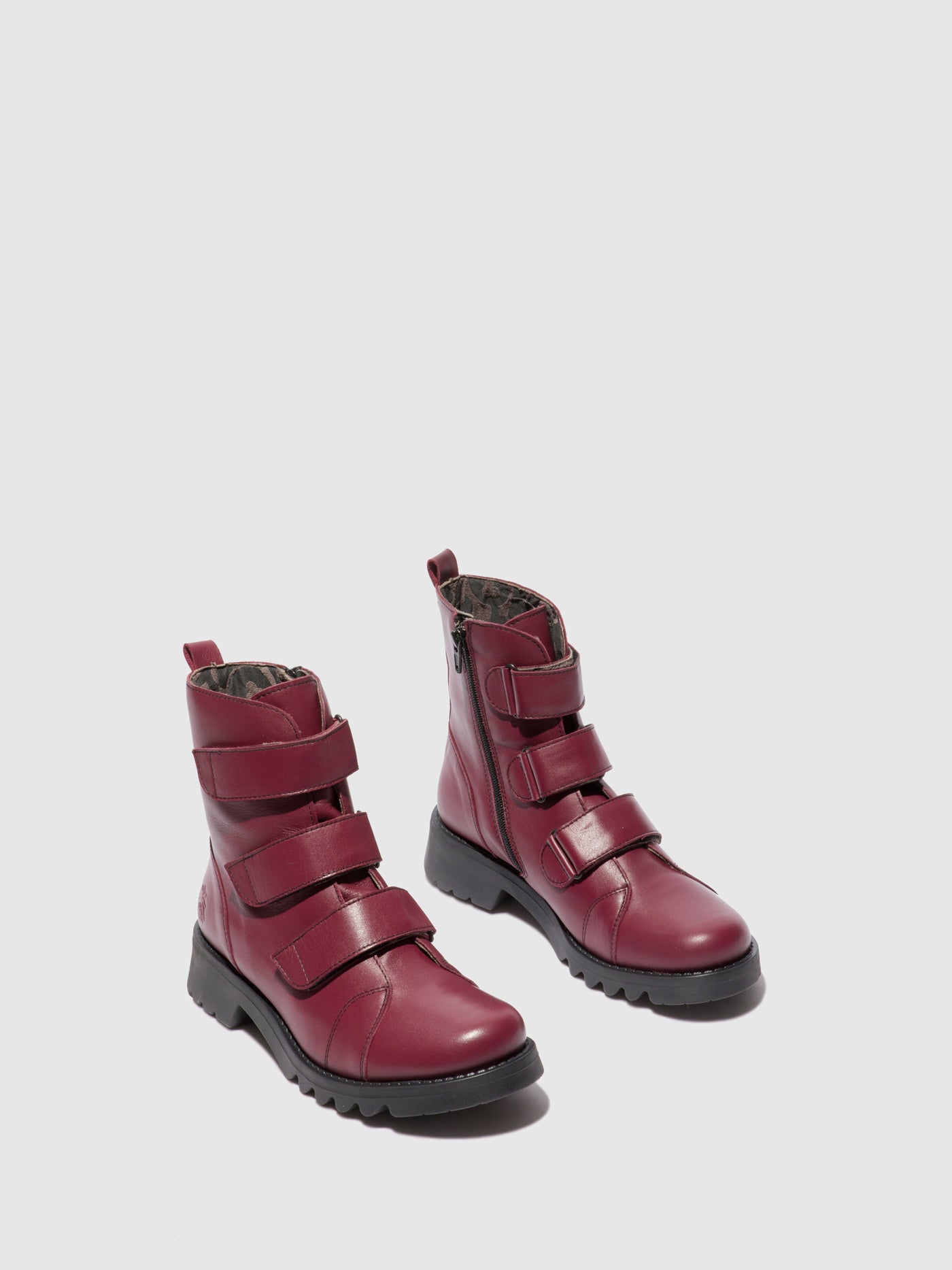 Leather Wine(Black) Fly London Velcro Women's Ankle Boots | 793615UEL