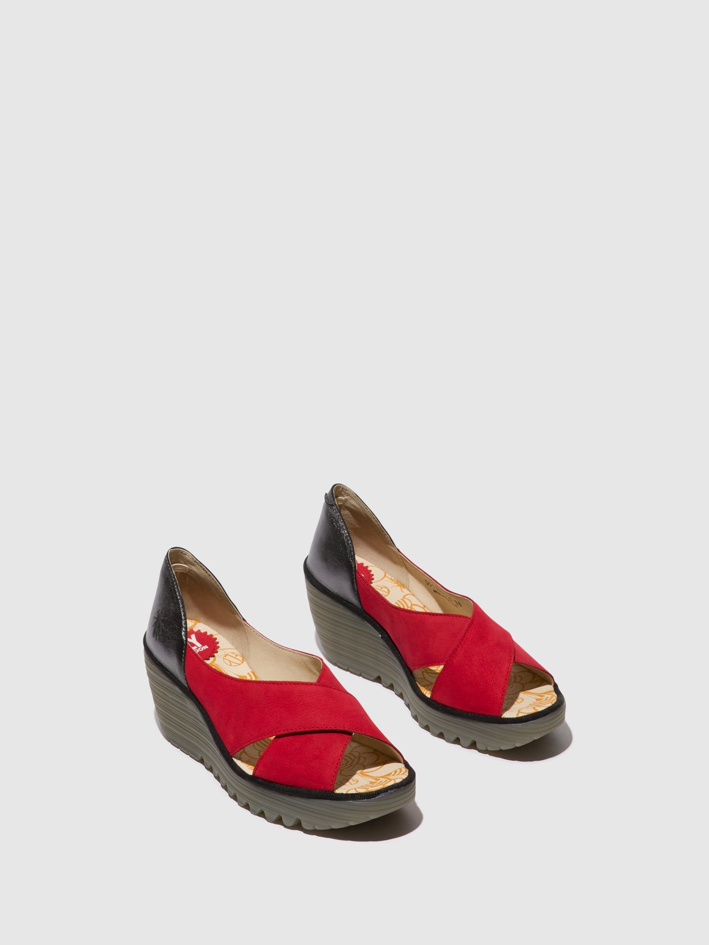 Lipstick Red/Graphite Fly London Crossover Sandals Women's Sandals | 381072DZT