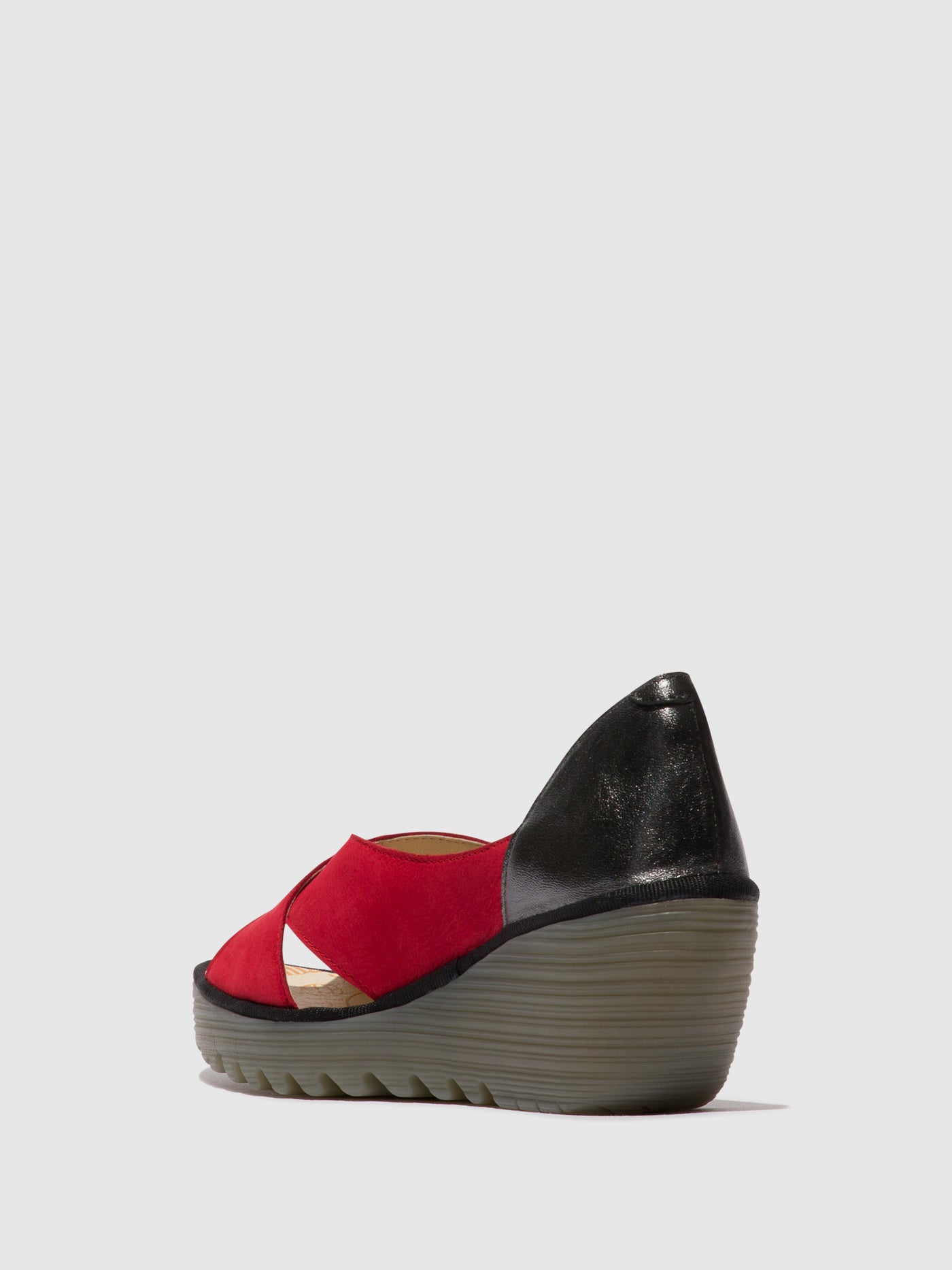 Lipstick Red/Graphite Fly London Crossover Sandals Women's Sandals | 381072DZT
