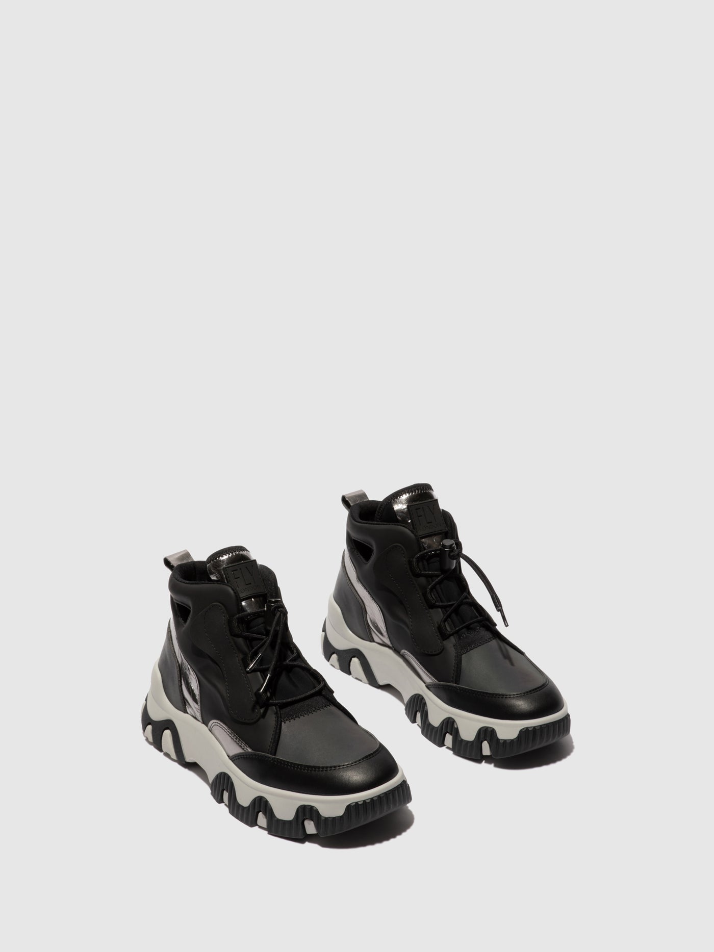 Multi Black Fly London Hi-Top Women's Sneakers | 194536VEW