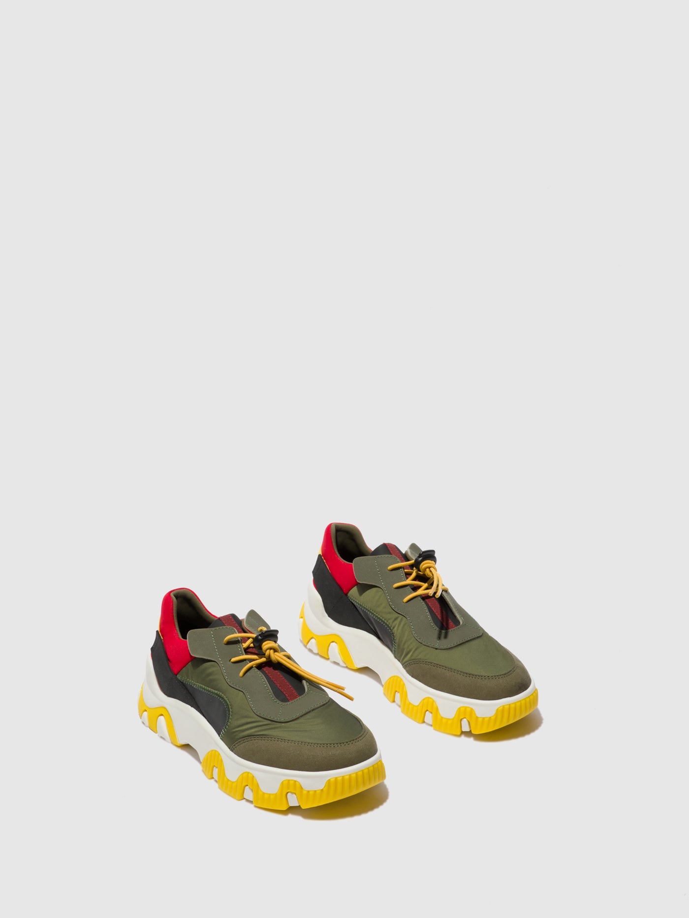 Multi Khaki/Red/Yellow Fly London Elasticated Men's Sneakers | 194687OUD