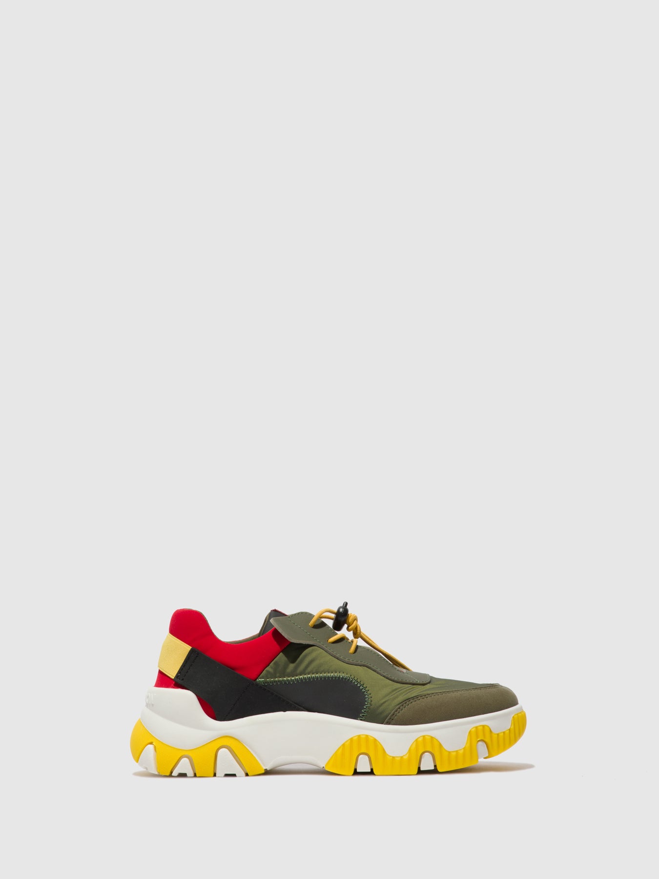 Multi Khaki/Red/Yellow Fly London Elasticated Women\'s Sneakers | 752314OBK