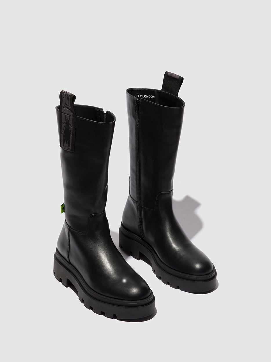 Naomi Black Fly London Zip Up Boots Women's Boots | 309125EUC