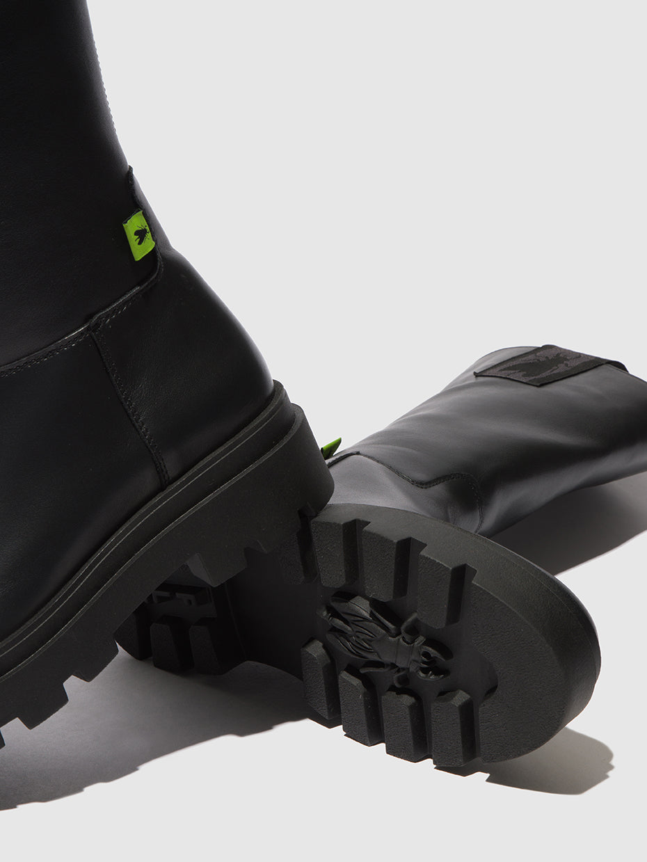 Naomi Black Fly London Zip Up Boots Women's Boots | 309125EUC