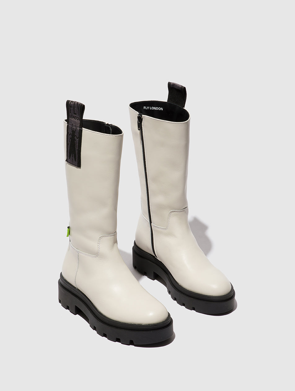 Naomi Offwhite Fly London Zip Up Boots Women's Boots | 704182SAW