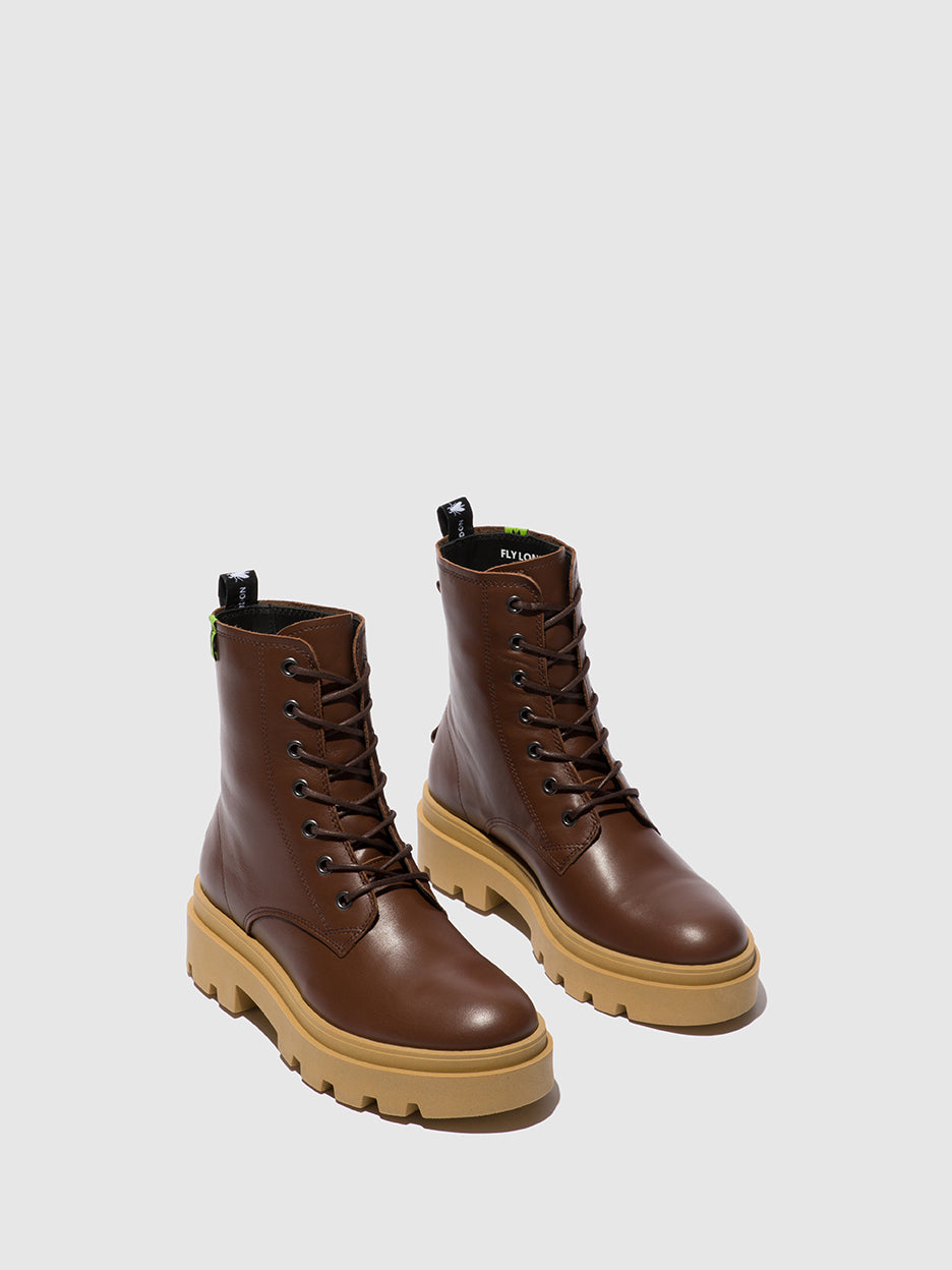 Nausica Chocolate Fly London Lace-up Boots Women's Ankle Boots | 597423DAM