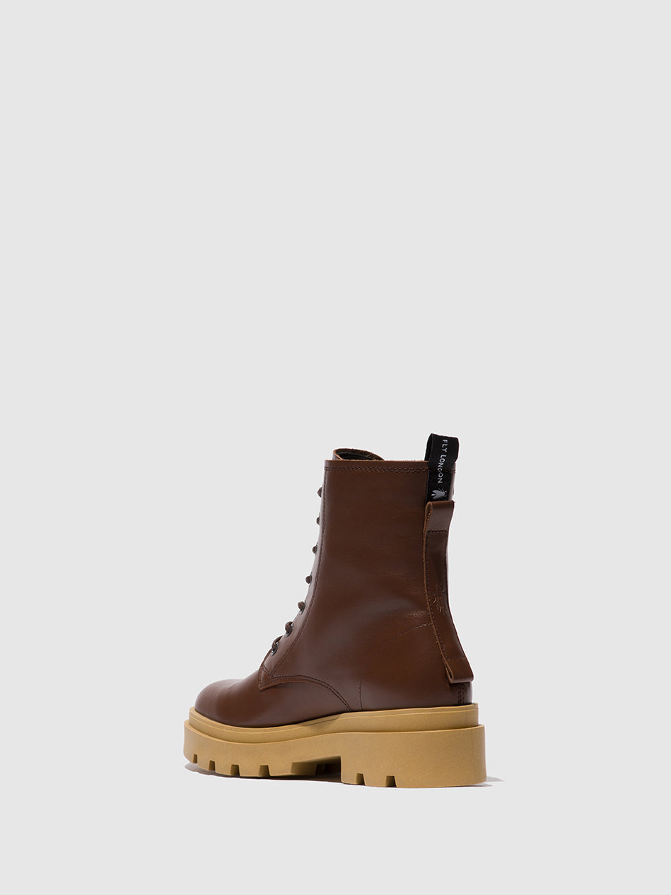 Nausica Chocolate Fly London Lace-up Boots Women's Ankle Boots | 597423DAM